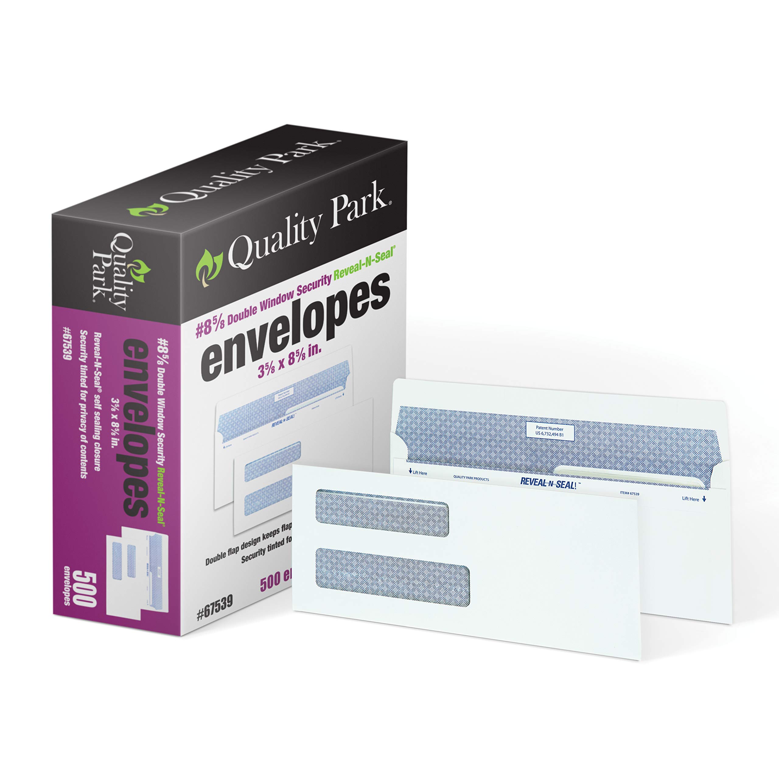 Premium #8 5/8 & #9 Double-Window Security Envelopes - Self Seal, 24 lb White (500/Box) - Ideal for Invoices, QuickBooks Statements & Business Mailings - 3-7/8 x 8-7/8 Inches