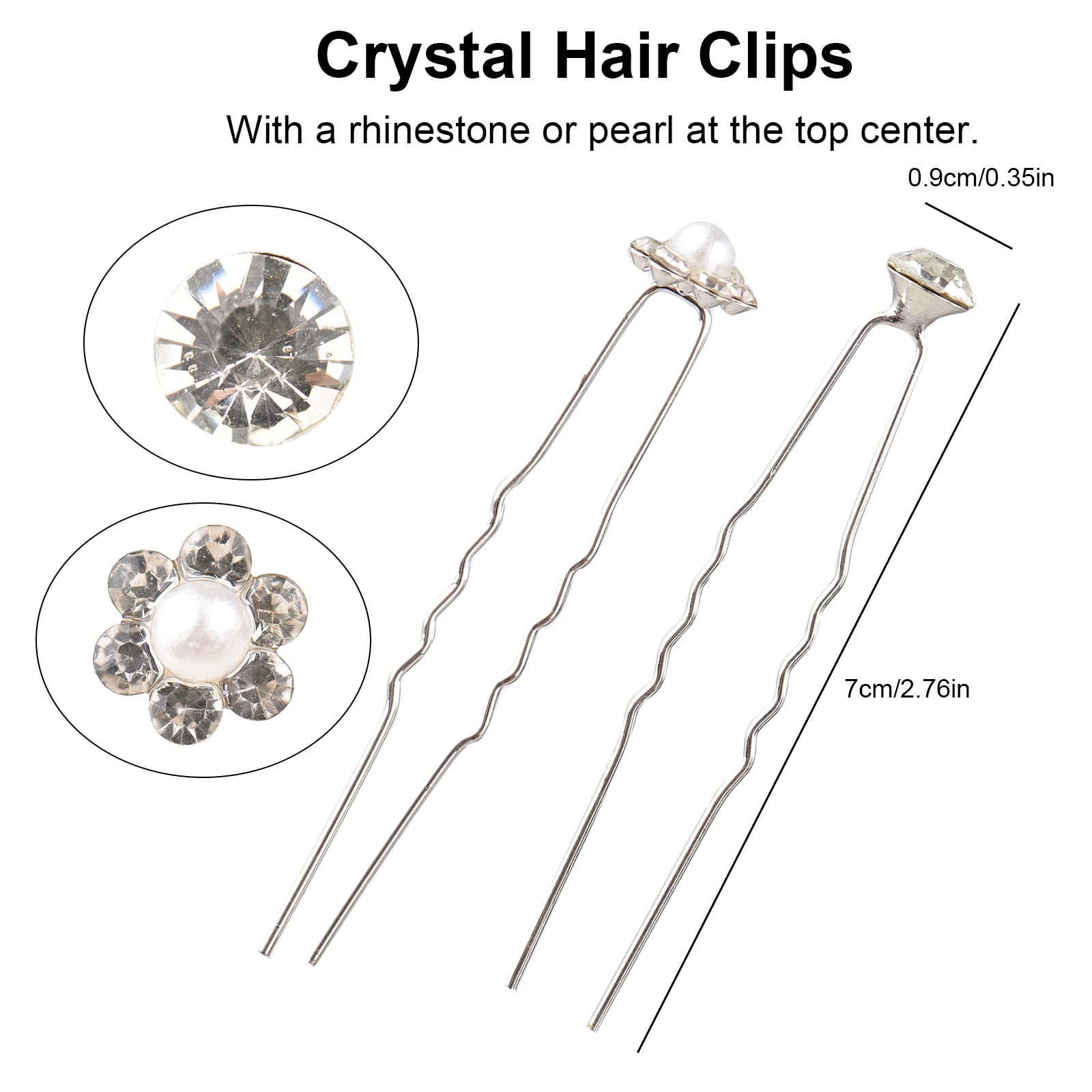 40pcs Clear U-Shaped Hair Pins | Invisible Bobby Pins for Women | Wedding Bridal Hair Accessories with Decorative Wedge Flowers | Perfect for Bridal Updos, Prom Hairstyles & Special Occasions