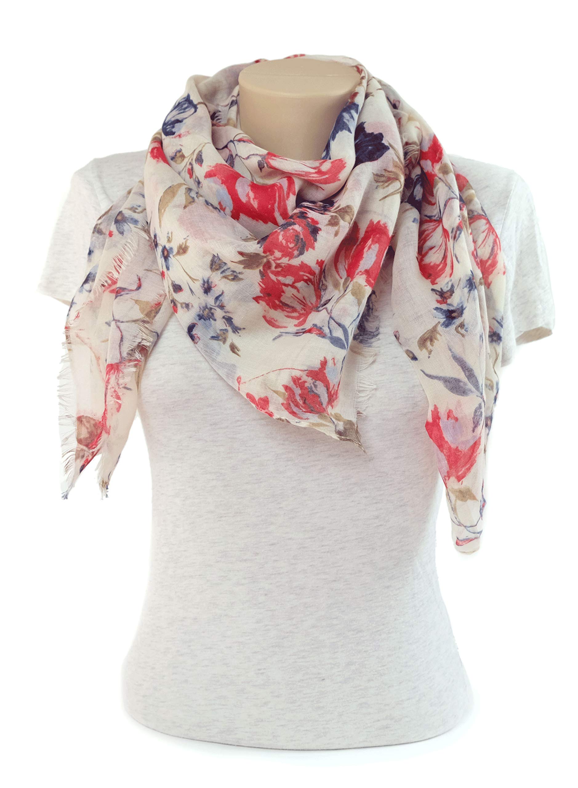 Stylish MIMOSITO Lightweight Floral Scarf for Women - Fashionable Wrap Shawl for Fall & Winter - Perfect for Office, Travel and Casual Outfits