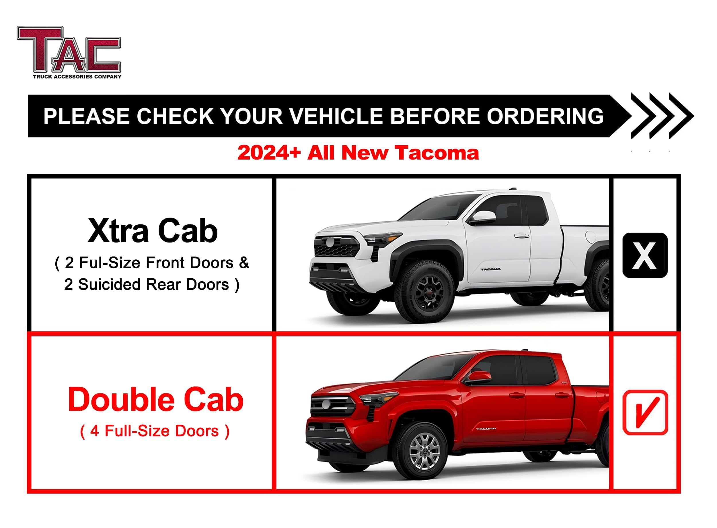TAC Sidewinder Running Boards for 2024-2025 Toyota Tacoma Double Cab & Hybrid - 4
