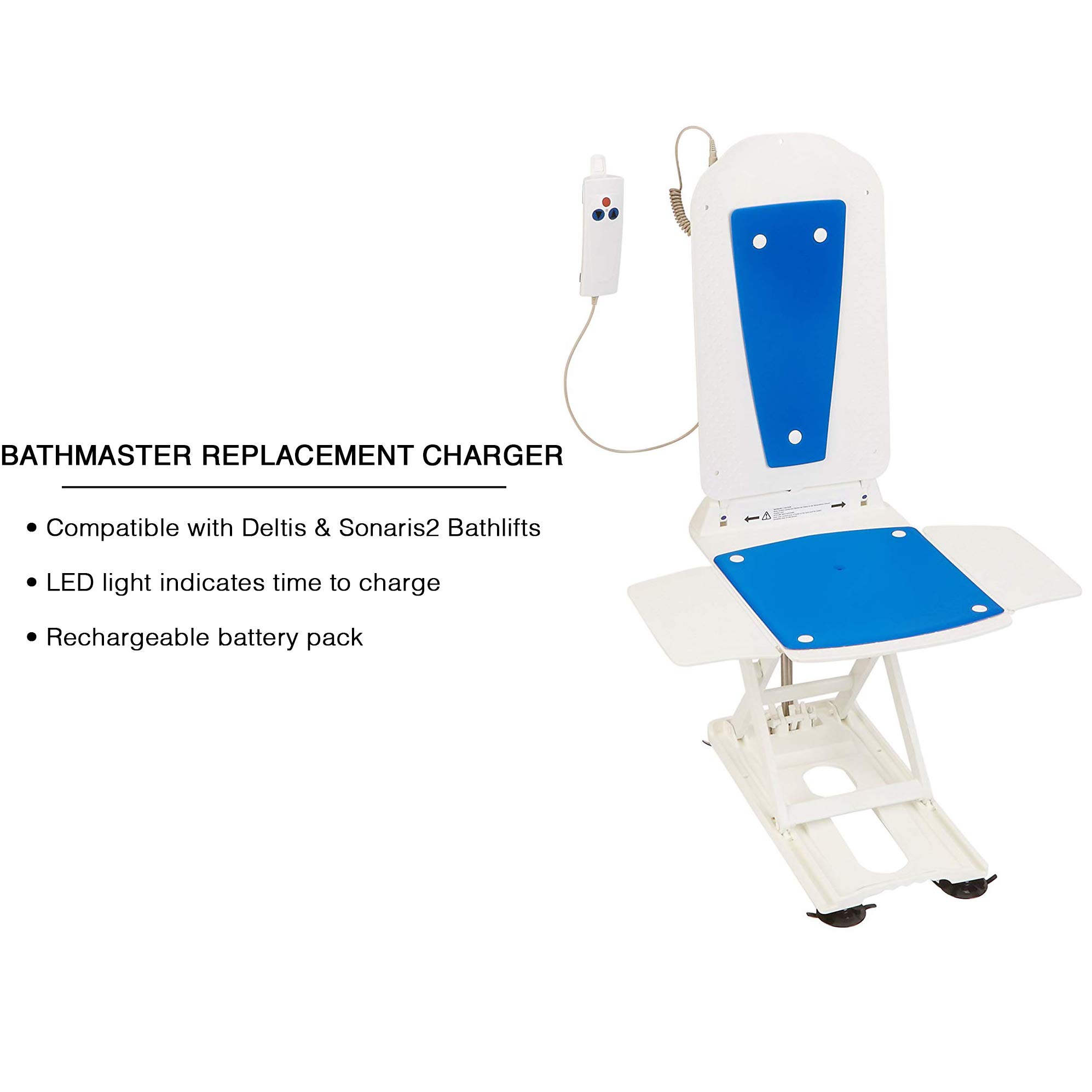 Deltis Replacement Hand Controller & Rechargeable Battery Pack - Waterproof Remote for Deltis & Sonaris2 Bathlift - LED Light Indicator - Compatible with Bath Master Motorized Bath Seat - Ideal for Elderly & Disabled Bathing Safety