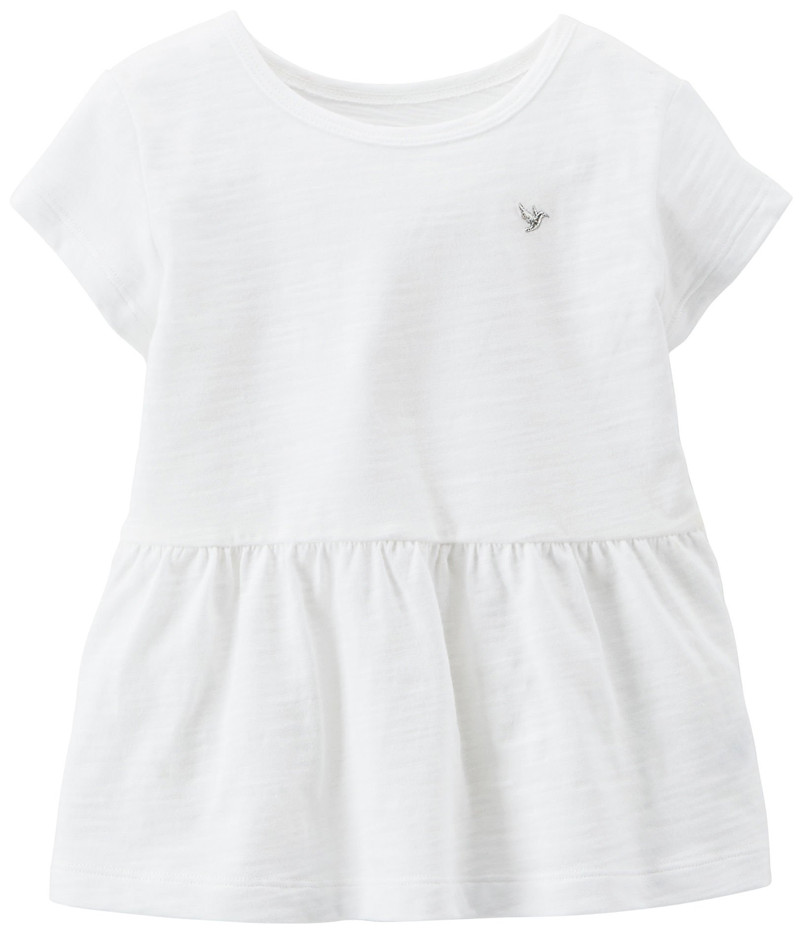 Carters Little Girls Peplum Top - Short Sleeve Blouse for Toddlers & Kids - White Cotton Shirt for Spring & Summer - Perfect for Playdates, Parties & School