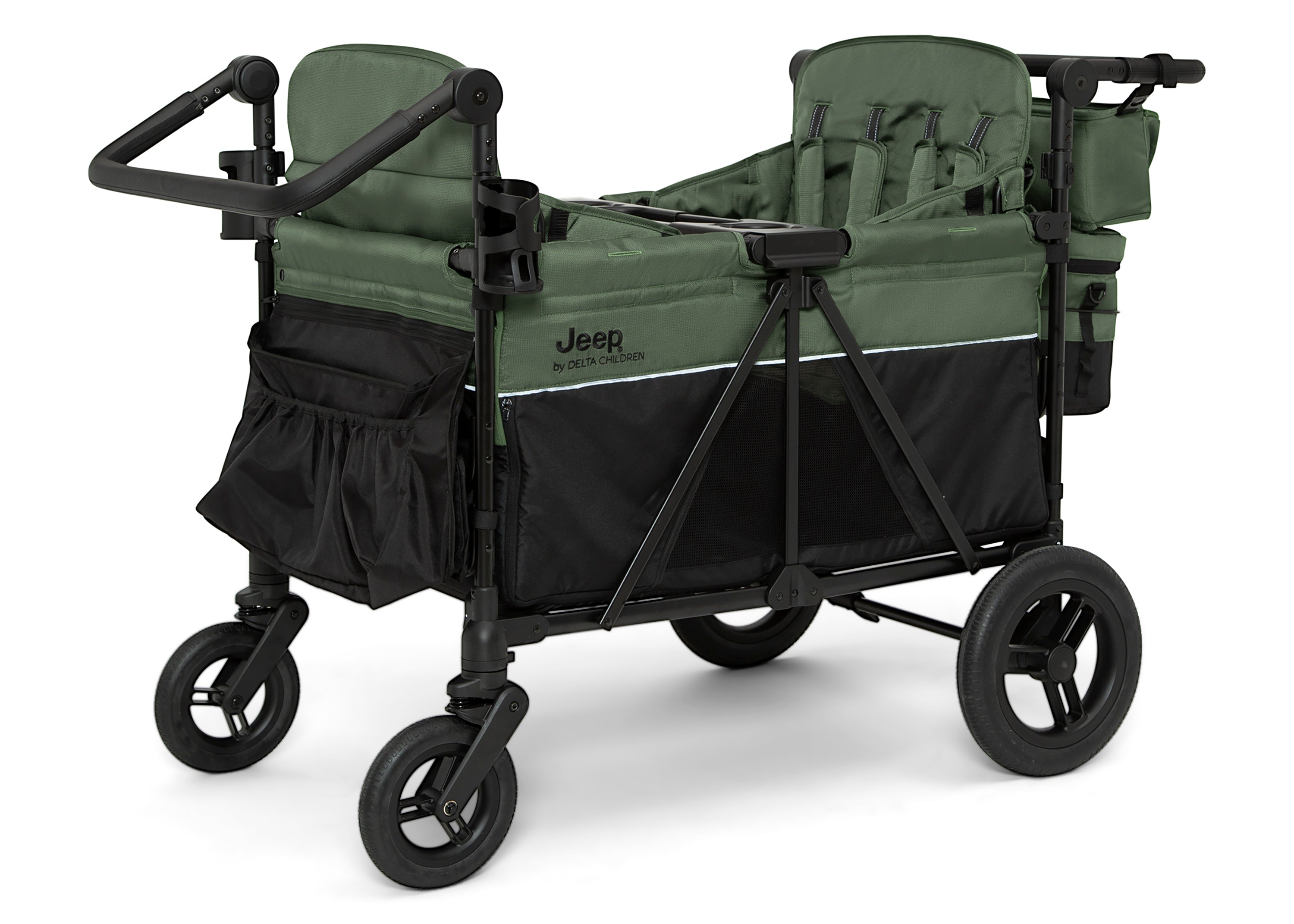 Jeep Wrangler Deluxe 4-Seater Stroller Wagon with Insulated Cooler Bag - Perfect for Family Outings, Beach Trips, and Outdoor Adventures