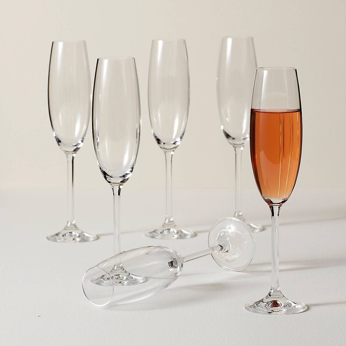 Premium Tuscany Classics Champagne Flute Glasses Set of 6 - Elegant Crystal Clear Wine Glasses for Weddings, Parties & Celebrations