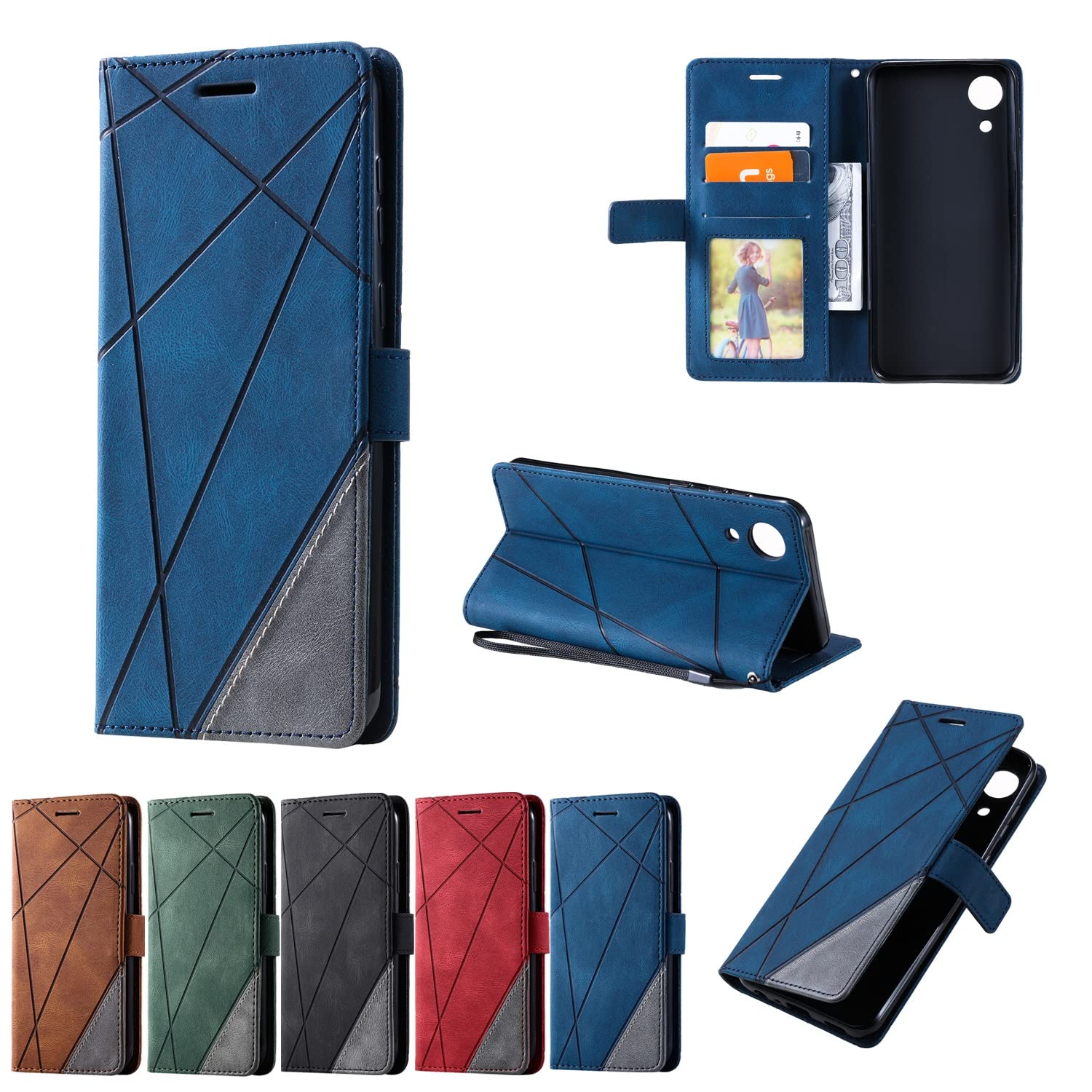 Premium PU Leather Flip Wallet Case for Samsung Galaxy A03 Core - Shockproof TPU Inner Shell with Card Slots & ID Holder | Slim Protective Phone Cover (Blue) | Perfect for Business, Travel & Everyday Use