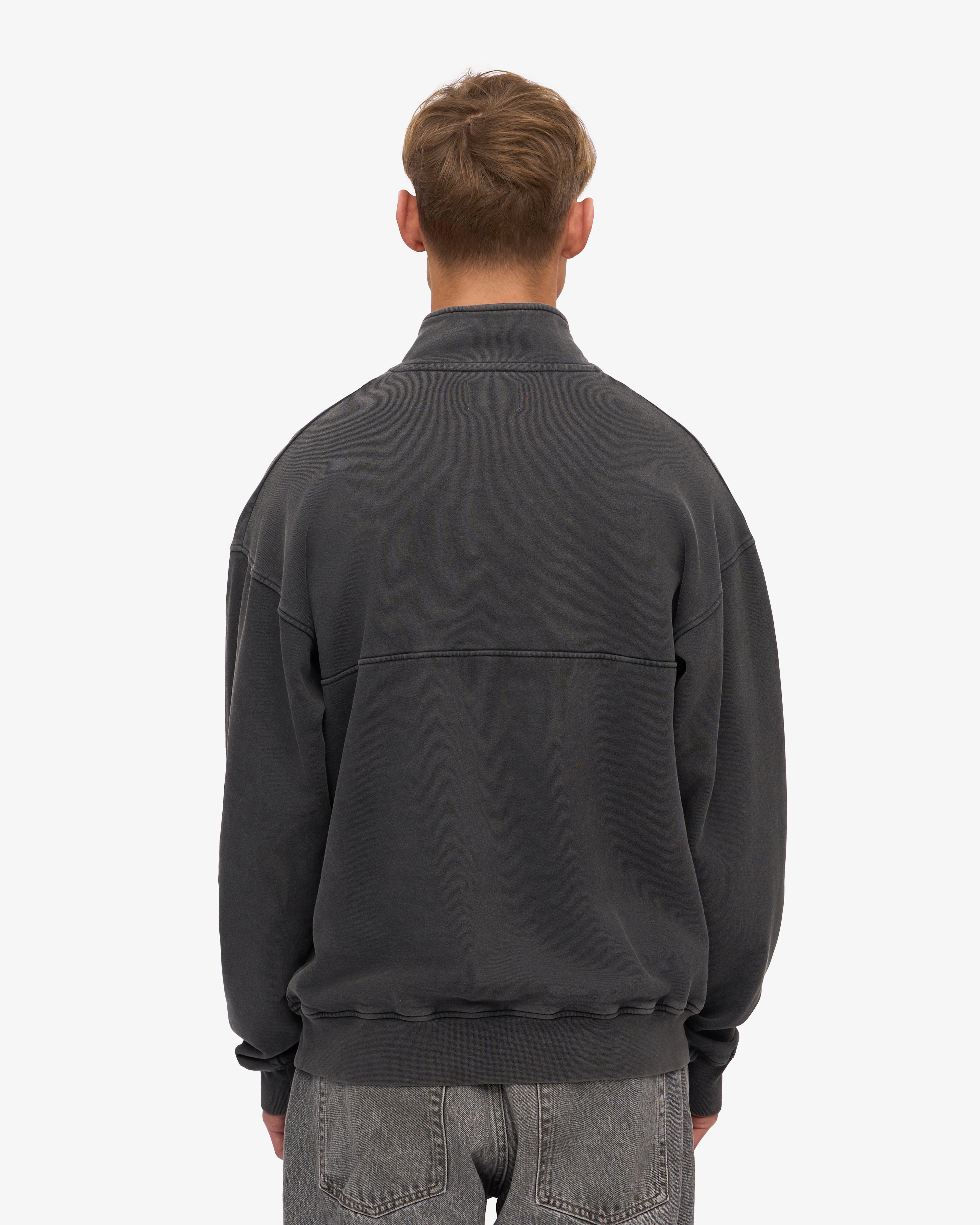 Organic Quarter Zip Sweatshirt for Men - Faded Black | Comfortable & Eco-Friendly Pullover for Casual Wear, Outdoor Activities & Layering