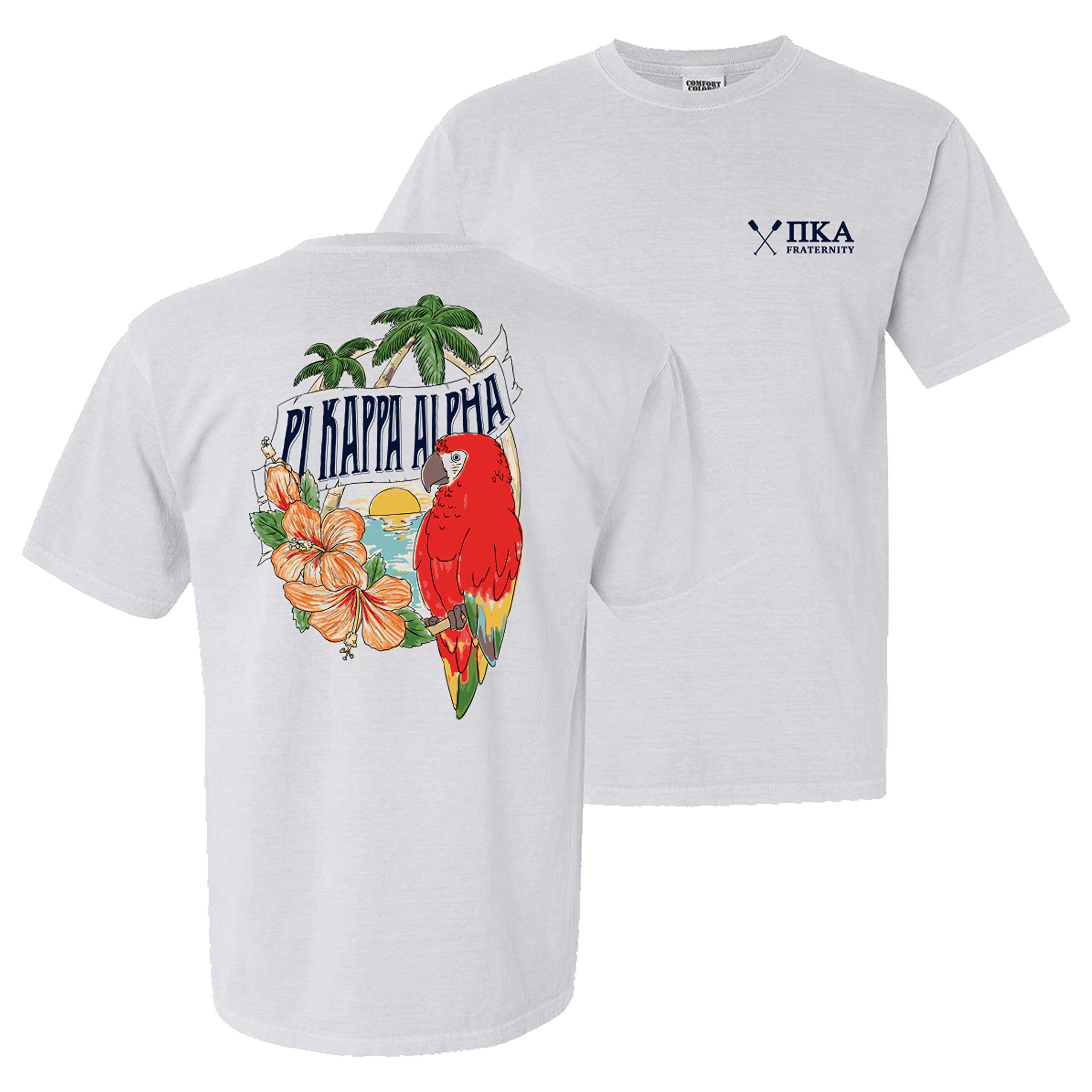 Pi Kappa Alpha Fraternity T-Shirt - Comfort Colors Tropical Design - Pike Greek Life Apparel for College, Parties & Brotherhood Events