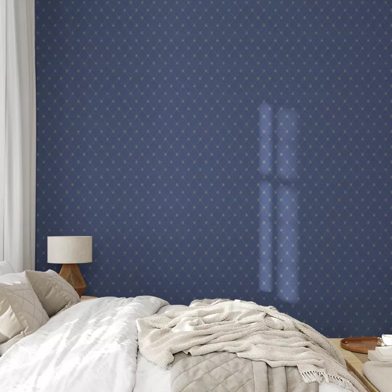Lim & Handtryck Wallpaper Filipsborg Blue/Gold - Premium Scandinavian Floral Design for Living Room, Bedroom & Home Decor