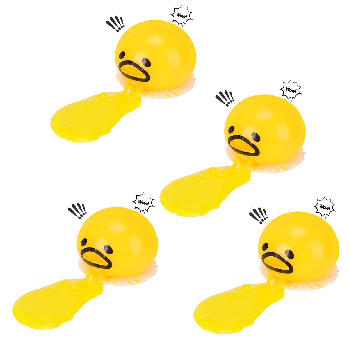 Slime Stress Egg Balls - 4 Pack Funny Squeeze Toys for Stress Relief | TikTok Viral Vomiting Egg & Sucking Yolk Novelty Prank Gifts | Perfect for Office Desk, Classroom, Anxiety Relief & Party Gags