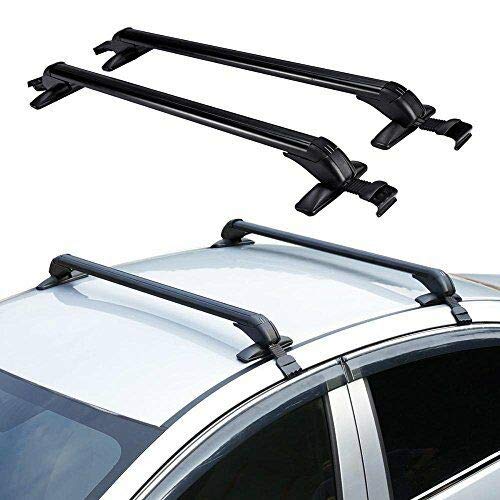 2Pcs 1M Black Anti-Theft Car Roof Rack - Adjustable Window Frame Lockable Aluminum Cross Bars - Universal Fit for 4/5 Door SUVs & Sedans - Perfect for Road Trips, Camping & Outdoor Adventures