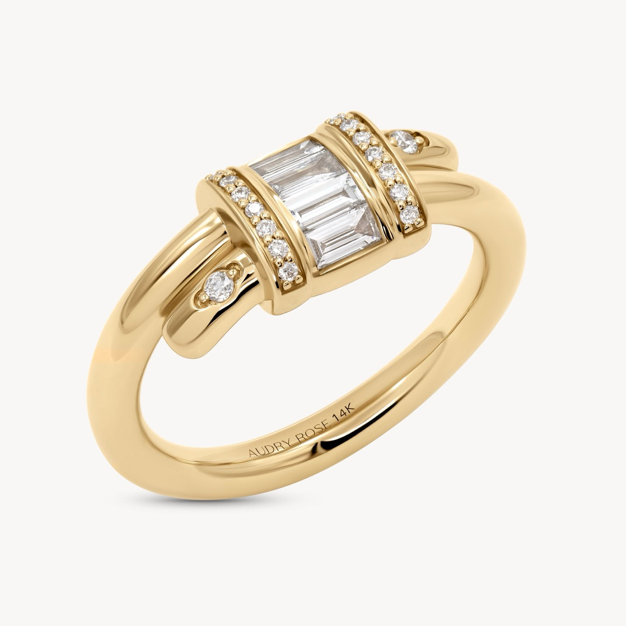Exquisite Vaulted Diamond Latch Ring - 14K Gold Stackable Band for Women - Perfect for Everyday Wear, Anniversary Gifts & Special Occasions