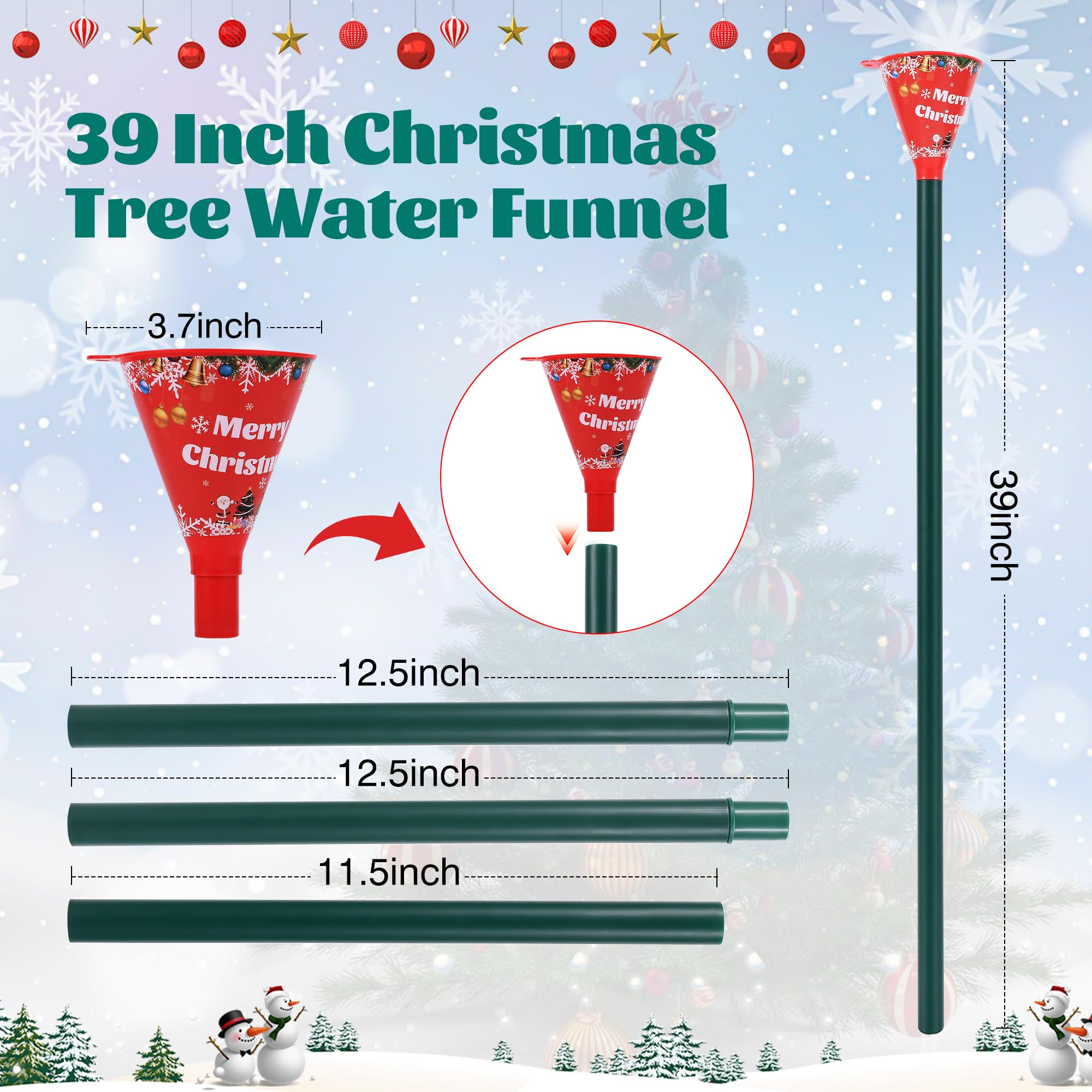 39in Christmas Tree Water Funnel - Long Xmas Plant Watering Spout Tool for Indoor & Outdoor Trees | Easy Tree Care Accessory for Holiday Decorations
