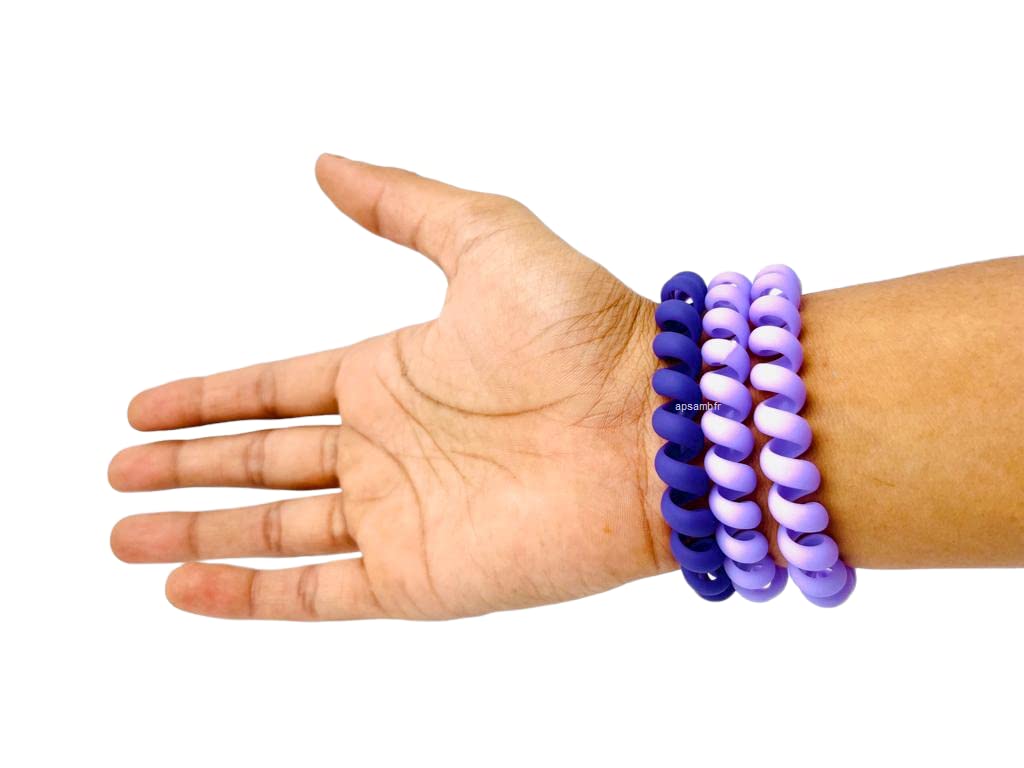 APSAMBR-6 Pcs Spiral Hair Ties - Soft No Crease Hair Bands for Women & Girls, Blue Matte Plastic Coil Ponytail Holders - Gentle Hair Accessories for Thin, Thick or Curly Hair | Perfect for School, Workout, Yoga & Daily Use