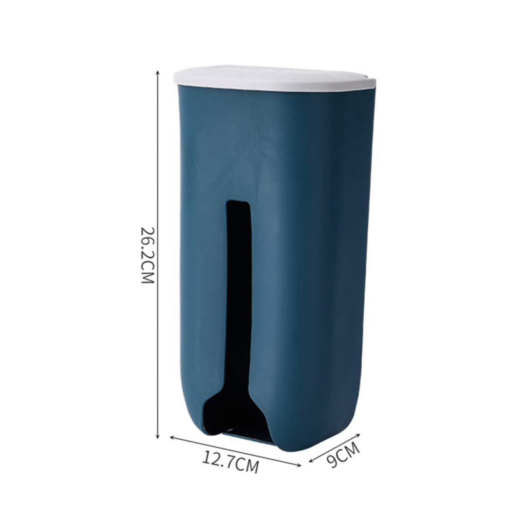 Housoutil Wall-Mounted Plastic Bag Holder & Dispenser - Dark Blue Grocery Bag Organizer for Kitchen, Pantry, and Laundry Room - Space-Saving Storage Solution for Plastic Bags
