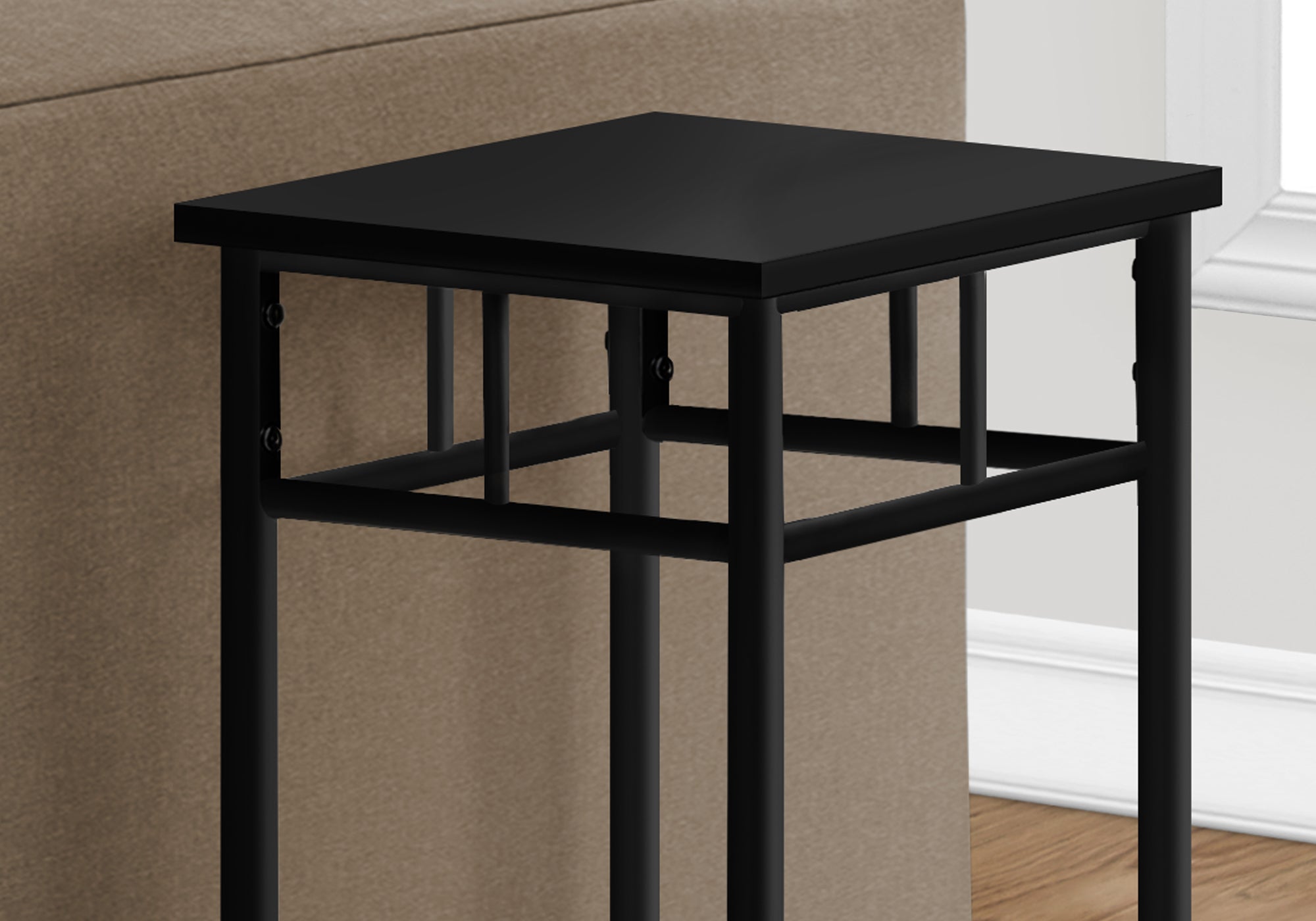 Modern Accent Table 28 Inch Height Black Finish with Sturdy Metal Frame - Perfect for Living Room, Bedroom, or Entryway Decor