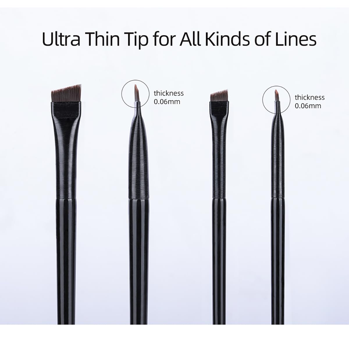 Professional Eyeliner Brush Set - Angled & Fine Point Makeup Brushes for Precise Eyebrow & Eyeliner Application | Flat Brush Makeup Tools | Perfect for Daily Makeup, Smokey Eyes & Winged Liner Looks (Liner Kit-A)