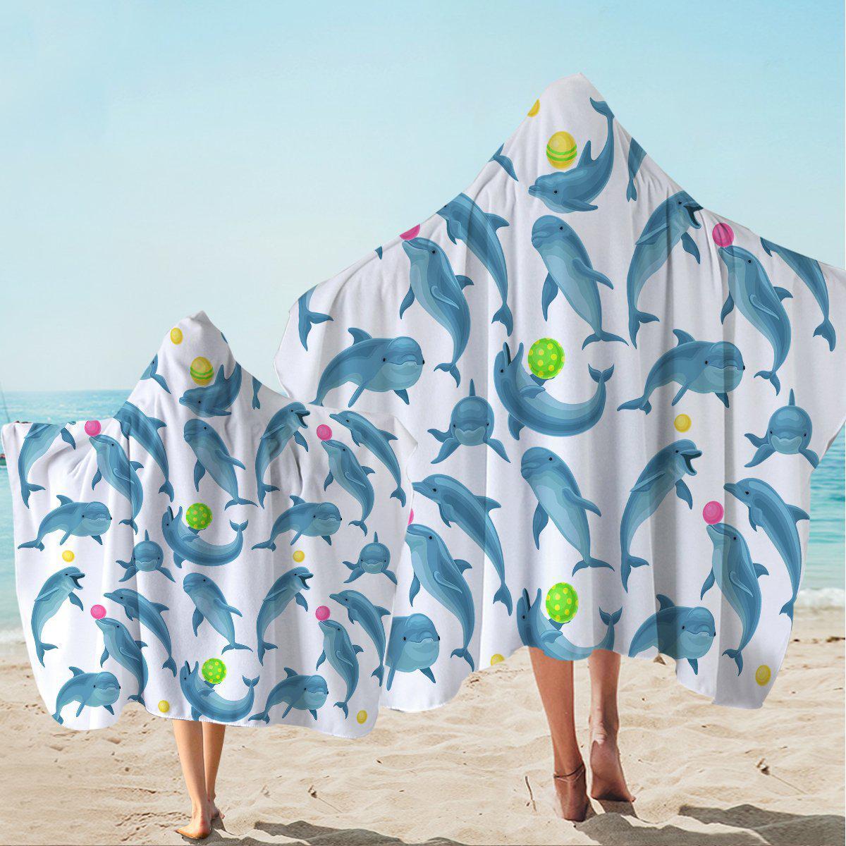 Dolphin Soul Fins Hooded Towel for Kids - Soft Baby Shark Swim Towel with Hood - Perfect for Beach, Pool & After Bath - Cute Ocean Animal Design