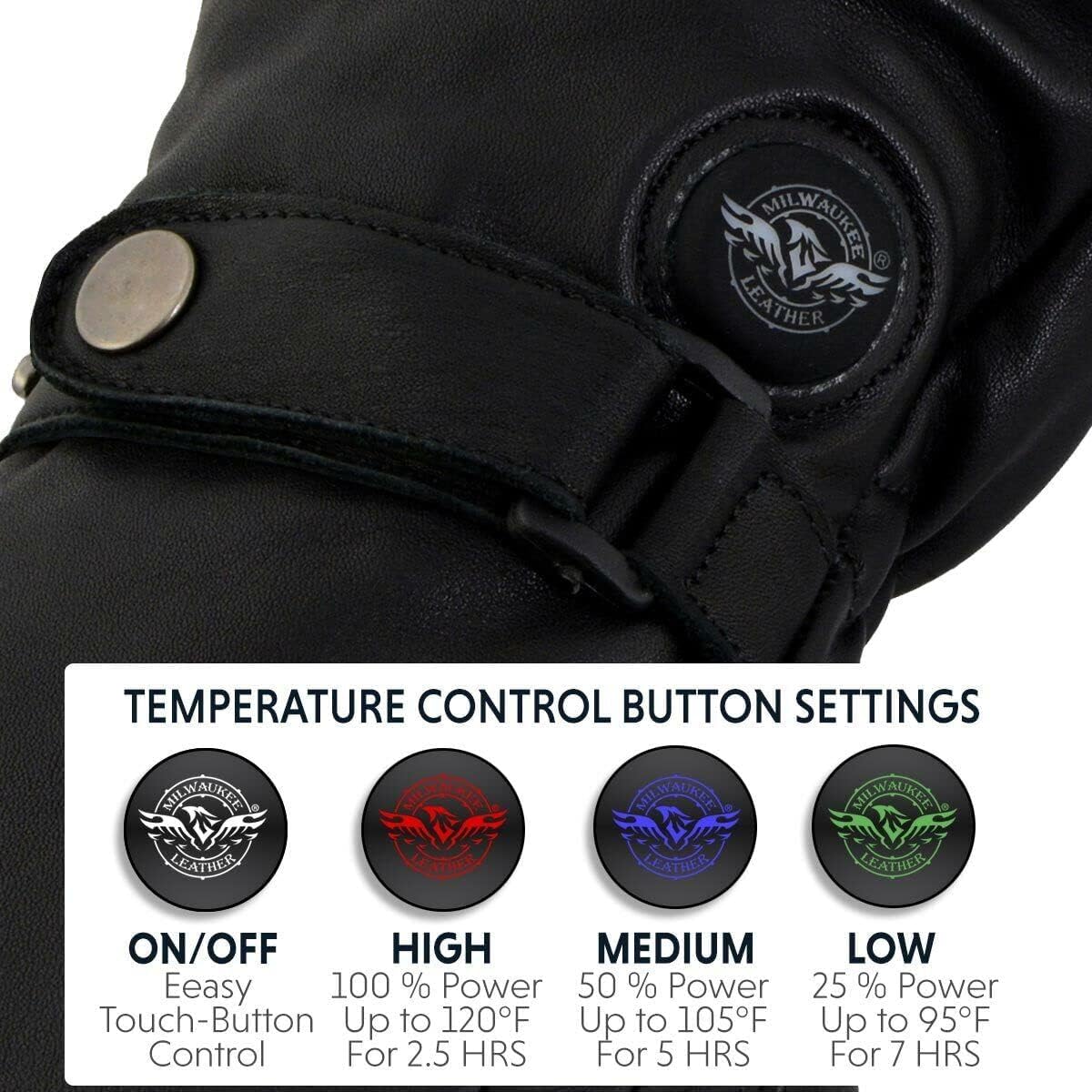 Milwaukee Leather MG7519SET Men's Black Heated Winter Gloves with i-Touch Technology - Rechargeable Battery Included - Perfect for Motorcycle Riding, Skiing & Cold Weather Outdoor Activities