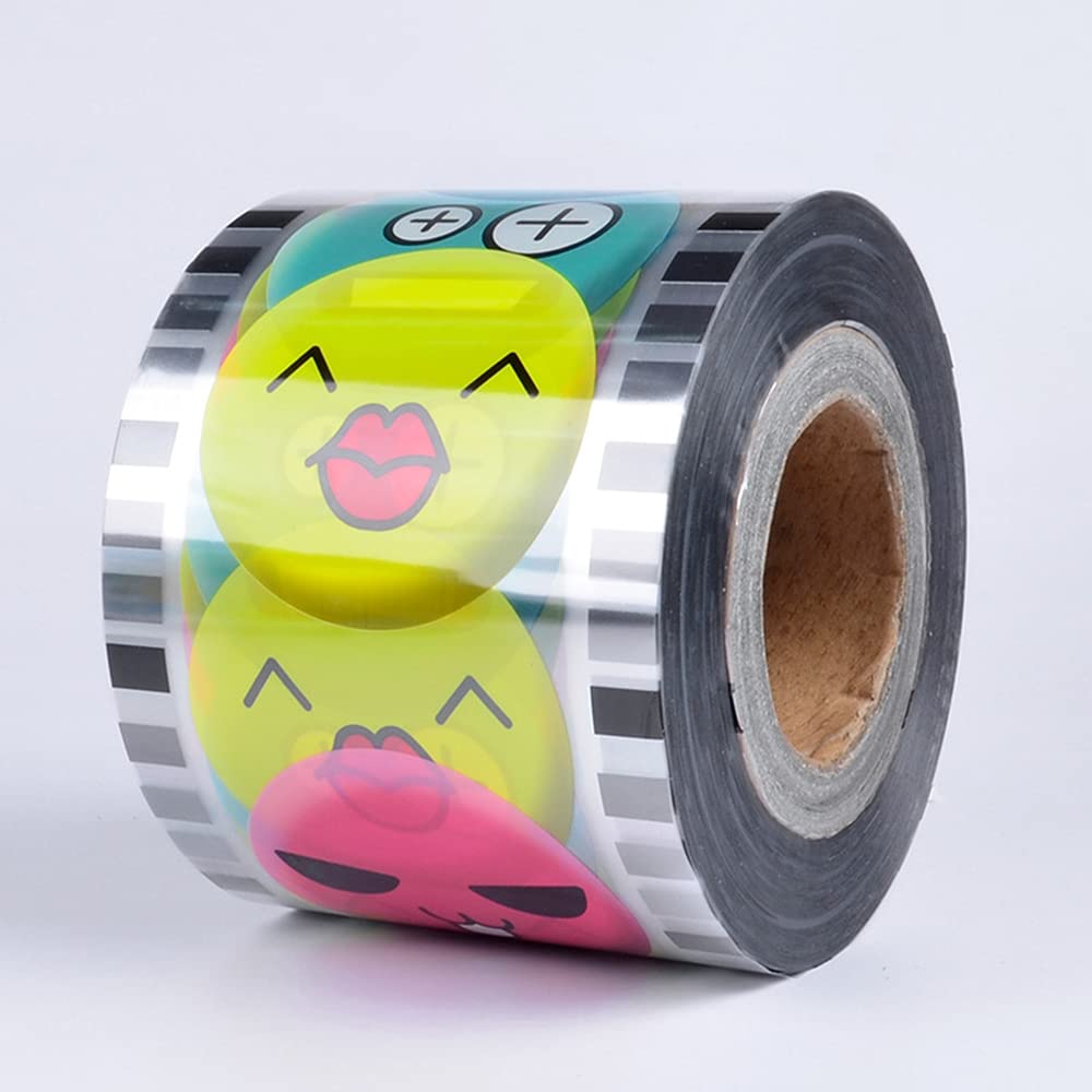 Premium PP Plastic Cup Sealer Film Roll - Clear & Smiling Face Printing, Healthy Material for Bubble Tea, Milk Tea, Coffee (3000 Cups, 90-95mm Diameter) - Perfect for Bubble Tea Shops, Cafes, and Takeout Businesses