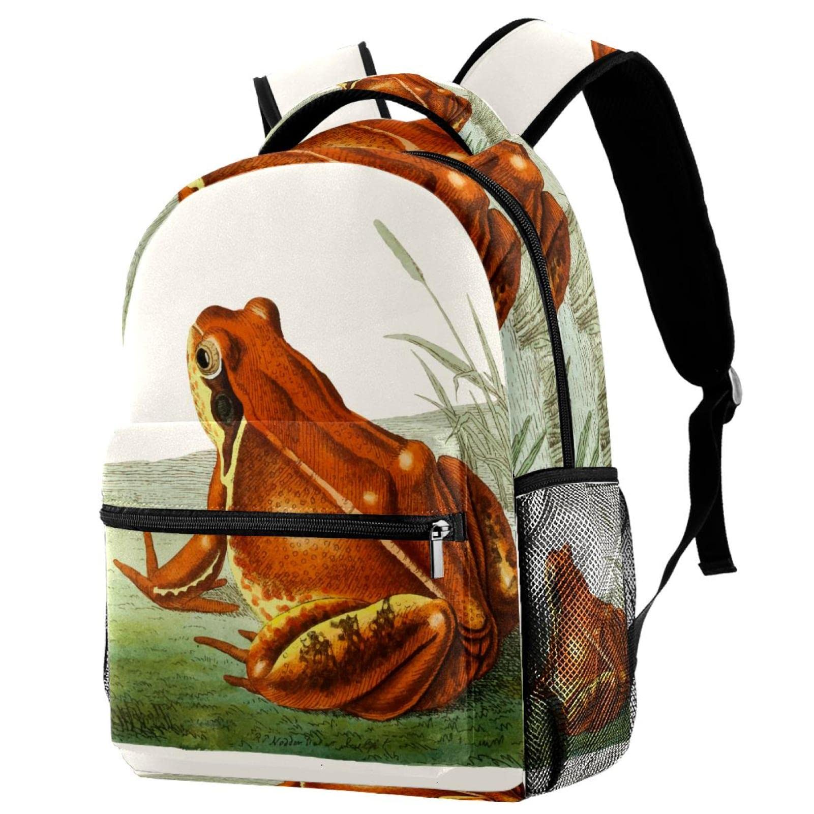 Frog Pattern Backpack for Women & Men - School Bookbag for Travel & Hiking