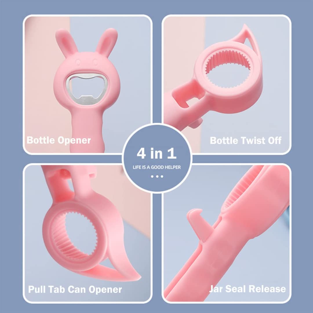 Saylani Enterprises 4-in-1 Cute Animal Bottle Opener - Multifunctional Kitchen Tool for Wine, Beer Cans, Sauce & Drink Bottles - Finger Protection Design - Pack of 1 (Multicolor) - Perfect for Home, Parties, Camping & Picnics