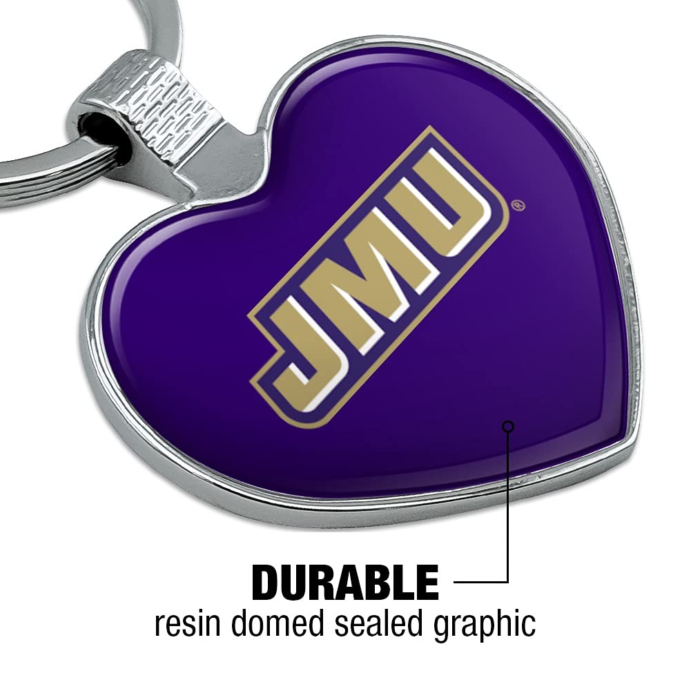 JMU Dukes Logo Heart-Shaped Metal Keychain - Perfect for James Madison University Fans, Gifts & School Spirit Accessories - Ideal for Keys, Backpacks & Gameday Gear
