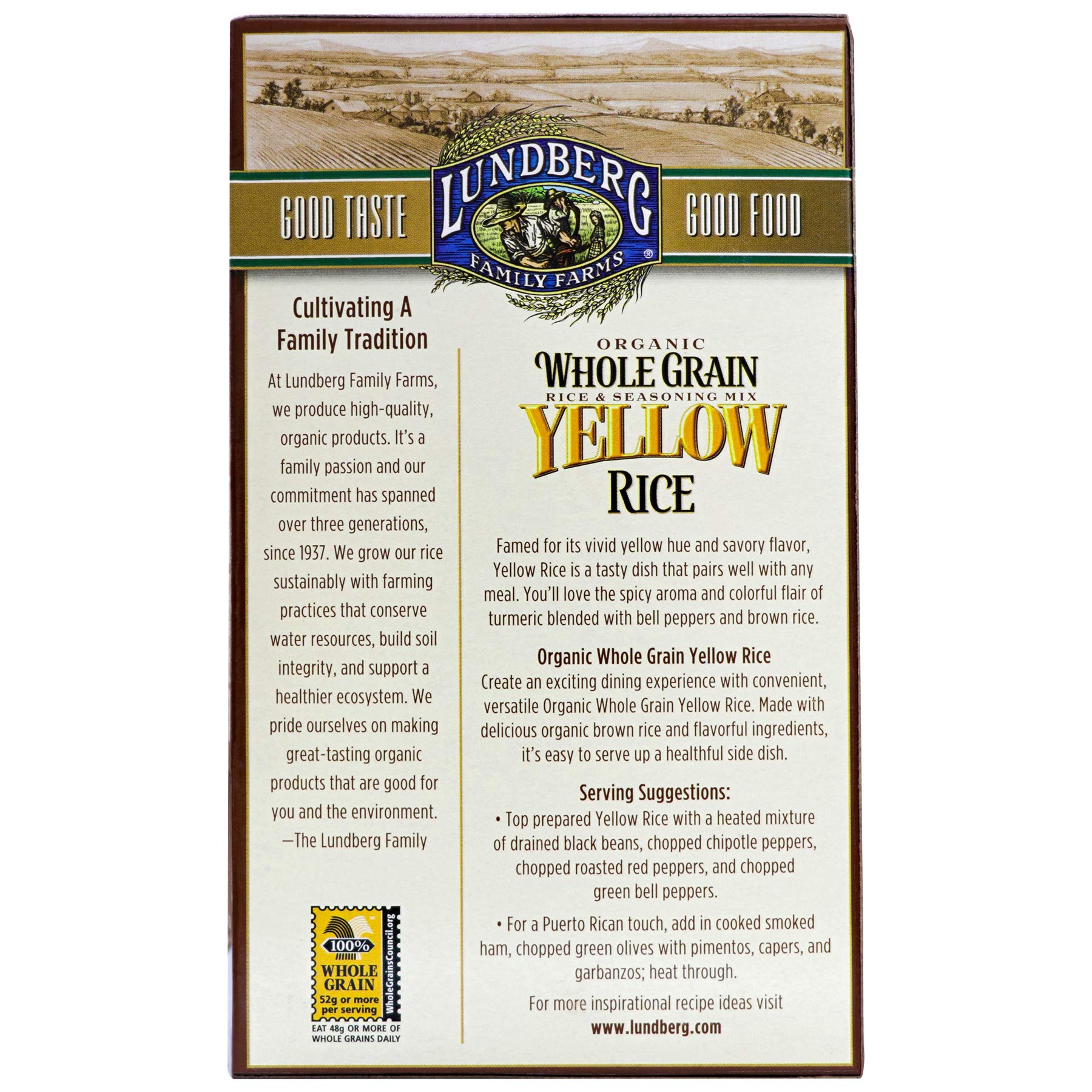 Organic Whole Grain Yellow Rice - Lundberg Family Farms | Savory Blend, Non-GMO, Gluten-Free, USDA Certified, Vegan & Kosher (6 oz, 6-Pack) - Perfect for Side Dishes, Meal Prep & Healthy Pantry Staples