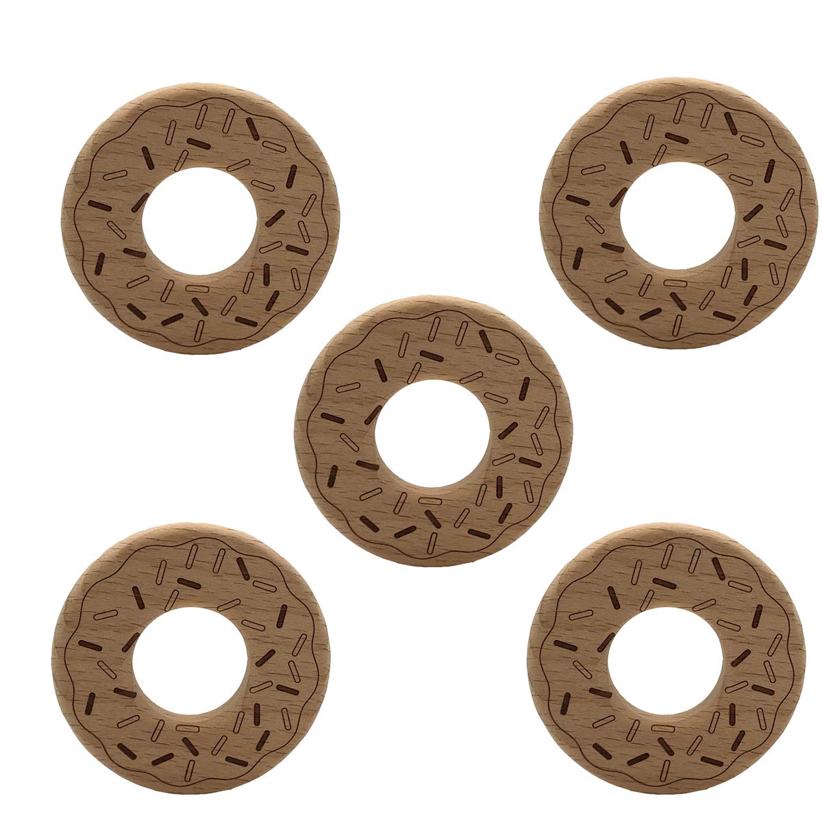 Organic Unfinished Beech Wooden Donut Shapes - Natural Handmade DIY Wooden Animal Toys & Home Decor Crafts - Perfect for Kids' Playtime, Nursery Decor, and Creative Craft Projects
