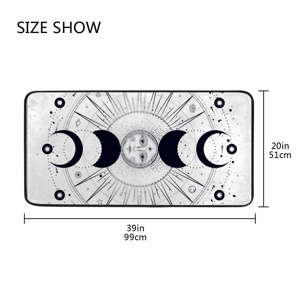 Non-Slip Kitchen Rug Mat with Soft Comfort Backing - Moon Phases Design Runner Carpet 39