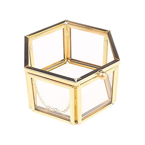 Geometric Clear Glass Jewelry Box - Elegant Jewelry Organizer with Lid for Rings, Necklaces & Earrings | Perfect for Tabletop Display, Succulent Planter, and Home Decor Storage
