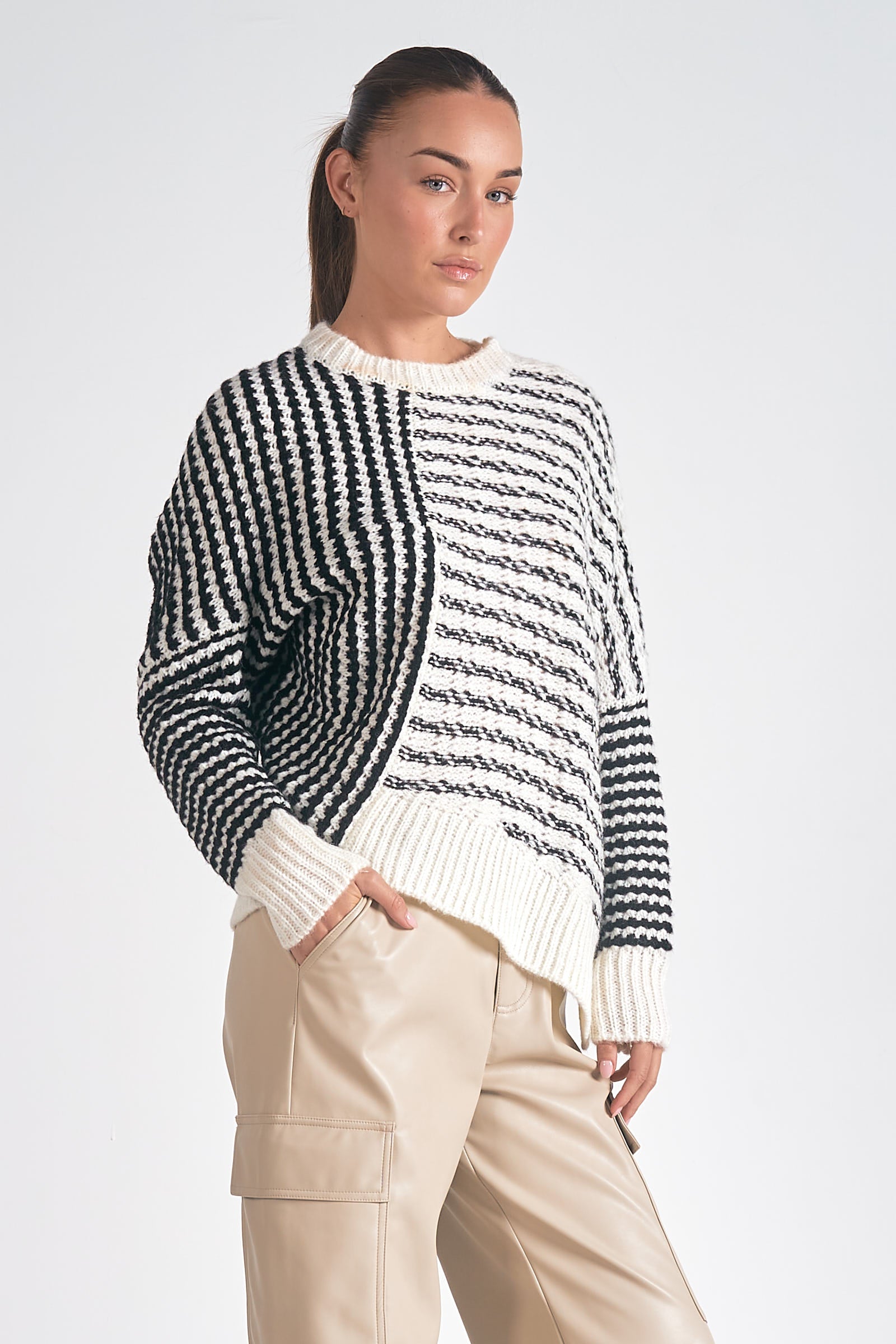 Mara Striped Sweater for Women - Soft Knit Pullover with Long Sleeves - Cozy Winter Casual Wear for Office, Date Night & Holiday Outfits