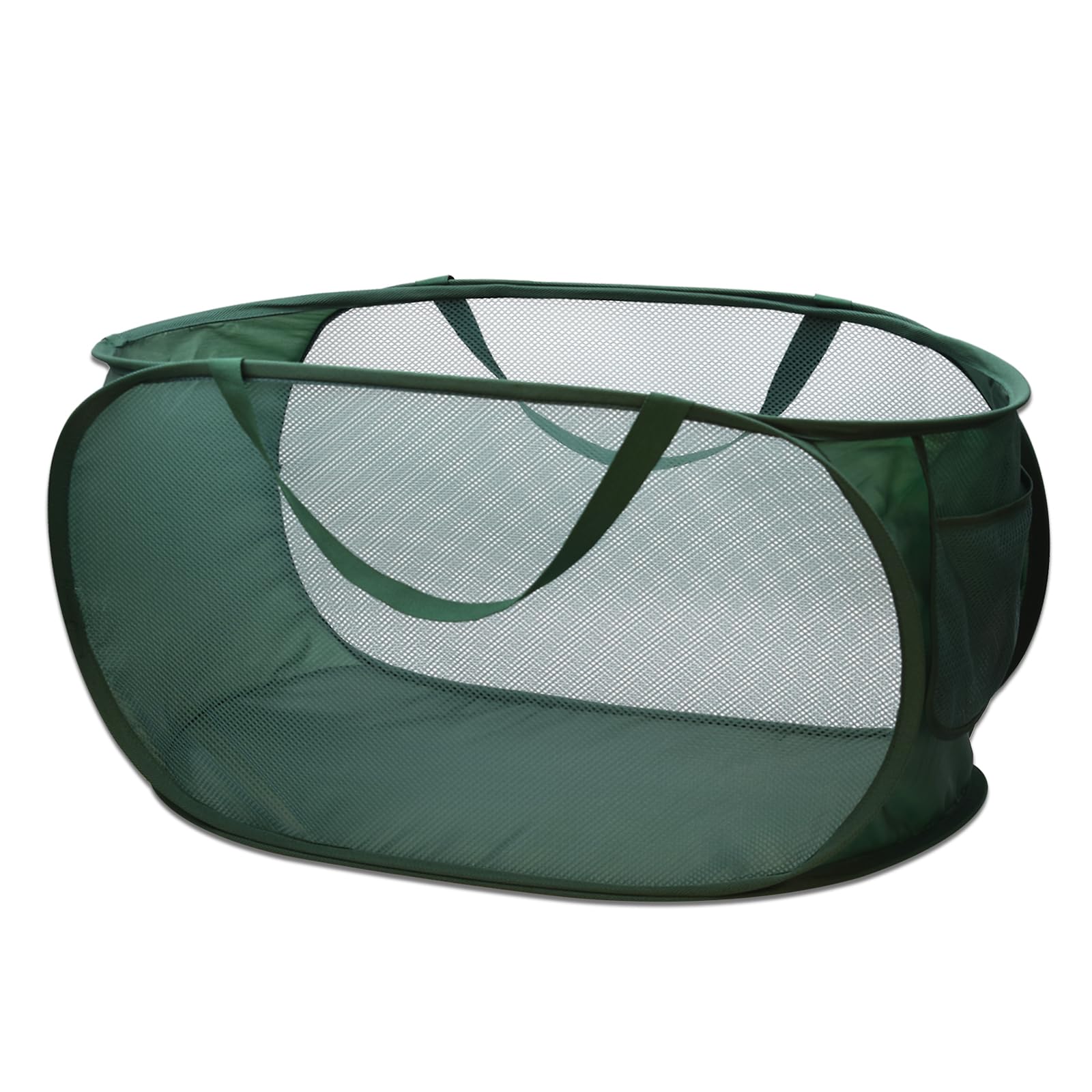 HONOMA Sturdy Mesh Laundry Hamper Basket with Side Pocket - Foldable Pop-Up Design for Laundry Room, Bathroom, Kids Room, College Dorm & Travel (Emerald Green) | Perfect for Organizing Clothes, Toys & Essentials in Small Spaces