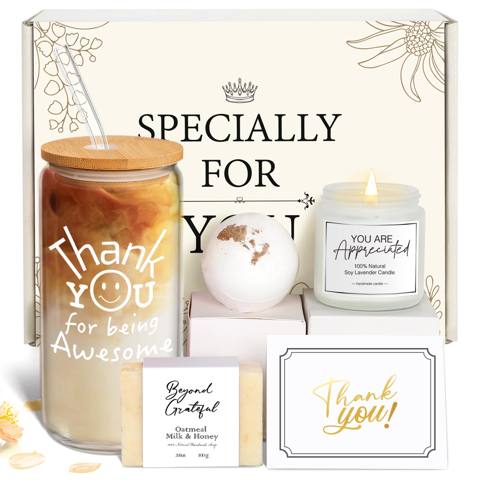 Elegant Thank You Gifts for Women - Employee Appreciation Glass Cup Set with Thank You Cards - Perfect for Coworkers, Teachers & Staff Recognition - Ideal for Office Celebrations, Retirement Parties & Team Building Events