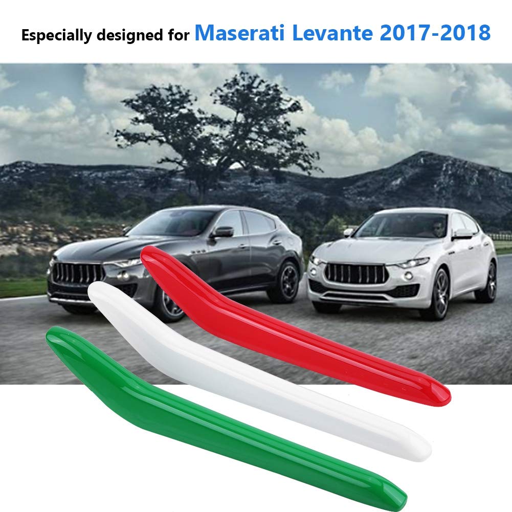 Glossy Black 3D Front Grill Strips for Maserati Levante (2017-2018) - 3-Piece Car Grille Trim Inserts | Premium Exterior Decoration & Protection for Luxury SUVs