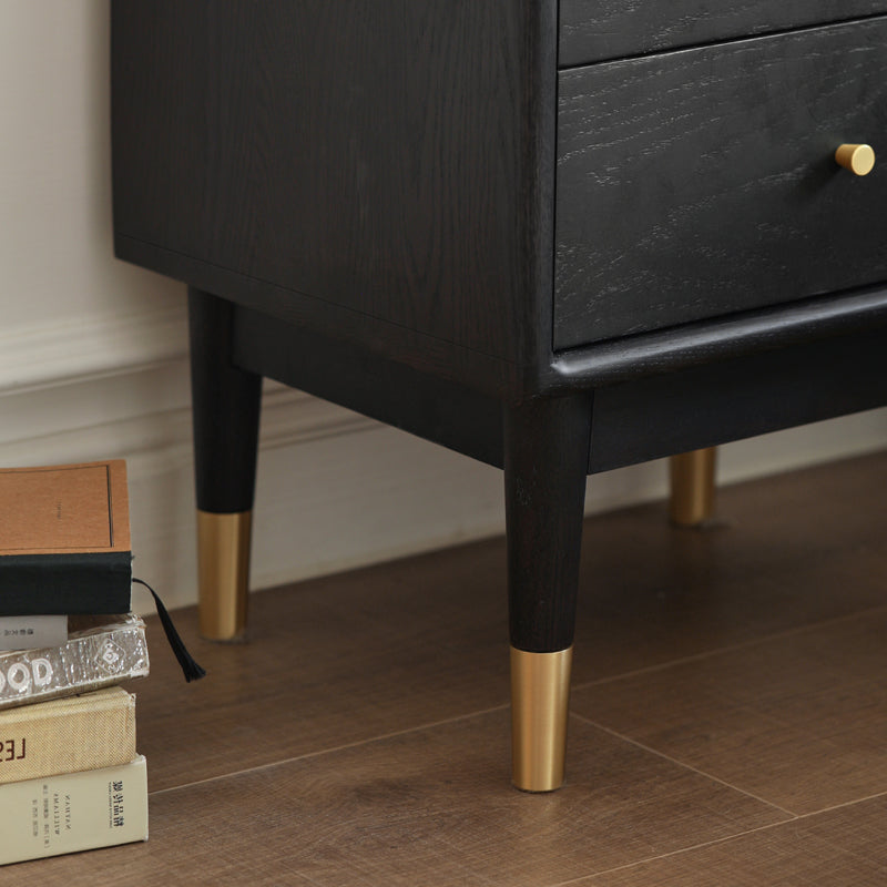 Solid Oak Wood Nightstand in Smoked Finish - Perfect for Bedroom, Living Room, or Office Furniture