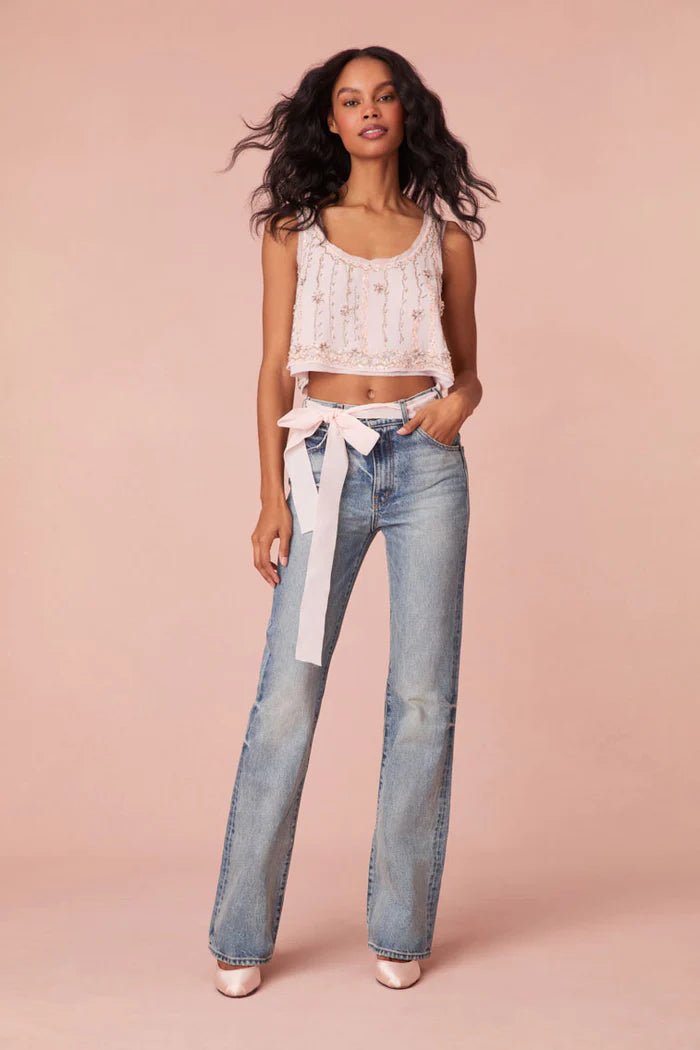 Ensor Embellished Crop Top for Women - Trendy Lilac Off Shoulder Blouse for Summer, Party & Casual Wear