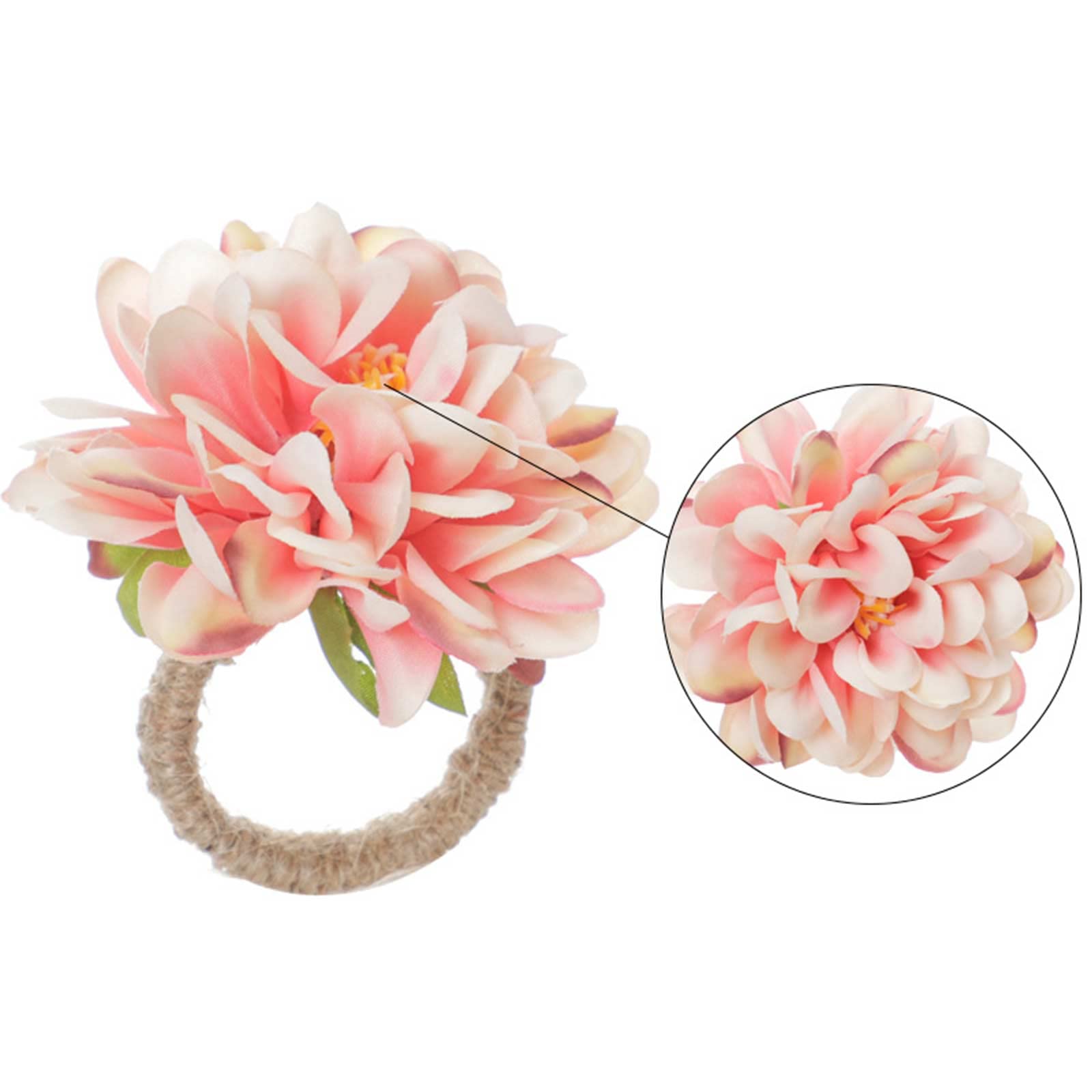 Pink Peony Napkin Rings Set of 6 - Floral Serviette Holders for Wedding, Valentine's Day, Thanksgiving & Banquet - Elegant Spring Table Decorations for Dining, Party & Special Occasions