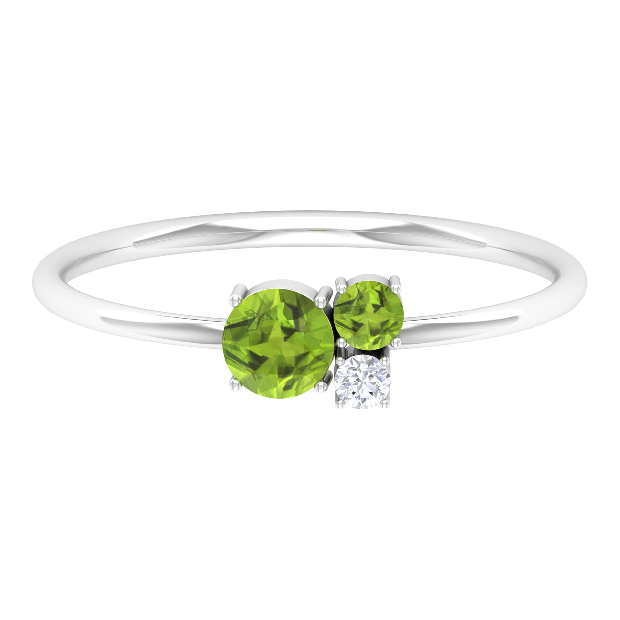 14K Solid Gold Natural Peridot & Diamond Promise Ring for Women - Elegant Green Peridot Cluster Ring for Engagement, Anniversary & Gift Giving