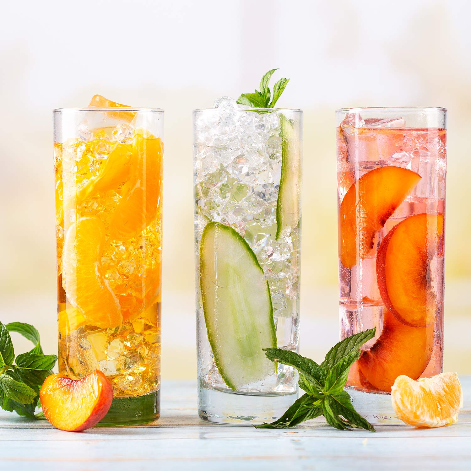 Premium Volarium Highball Glasses Set of 6 - 12.25oz Heavy Base Crystal Clear Drinking Glasses for Cocktails, Whiskey, Wine, Beer, Juice & Water - Perfect for Home Bars, Parties & Entertaining