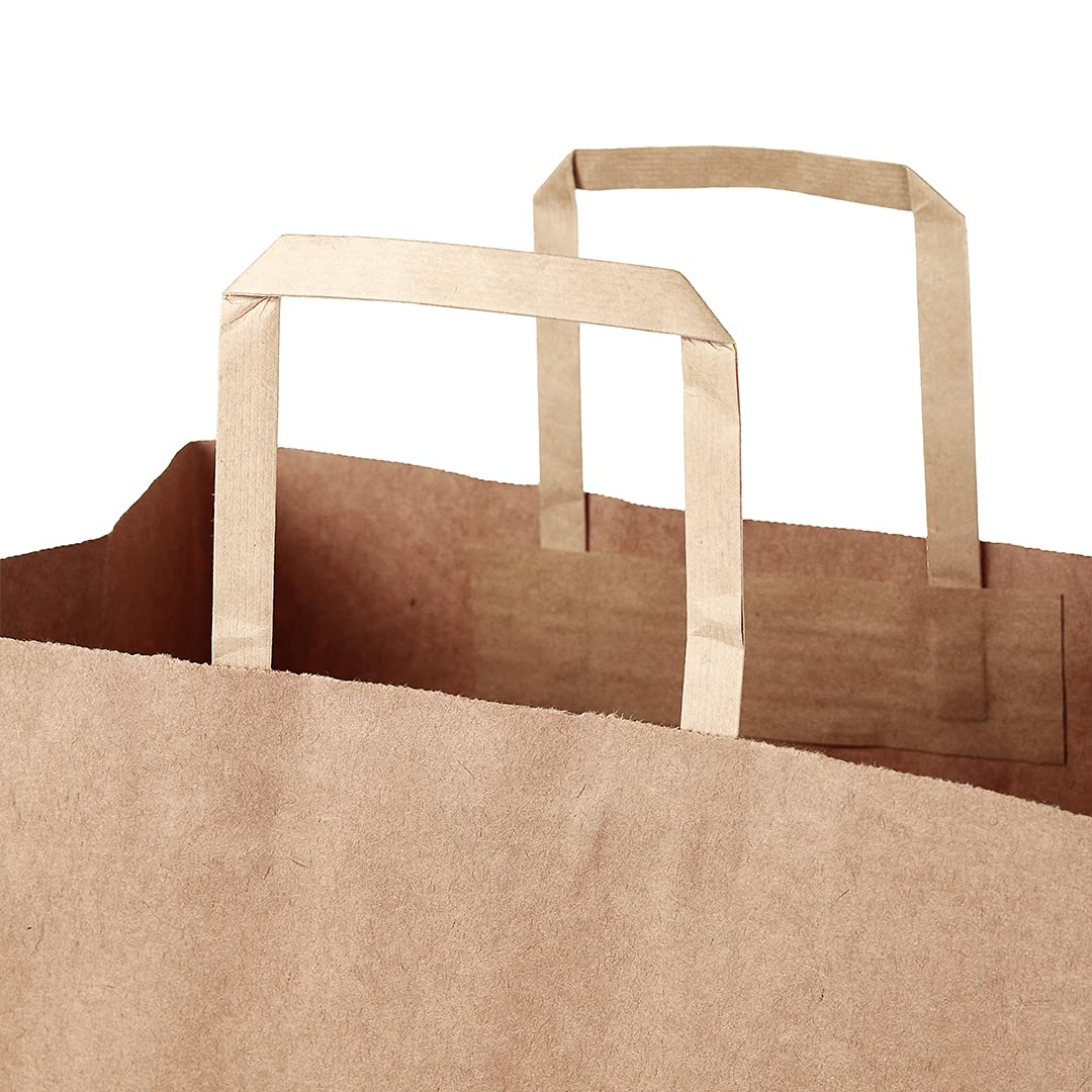 Eco-Friendly 12x7x17 Inch Kraft Paper Shopping Bags - 100 Pack Durable Brown Retail Bags with Handles for Groceries, Gifts & Merchandise | Perfect for Stores, Restaurants & Sustainable Packaging