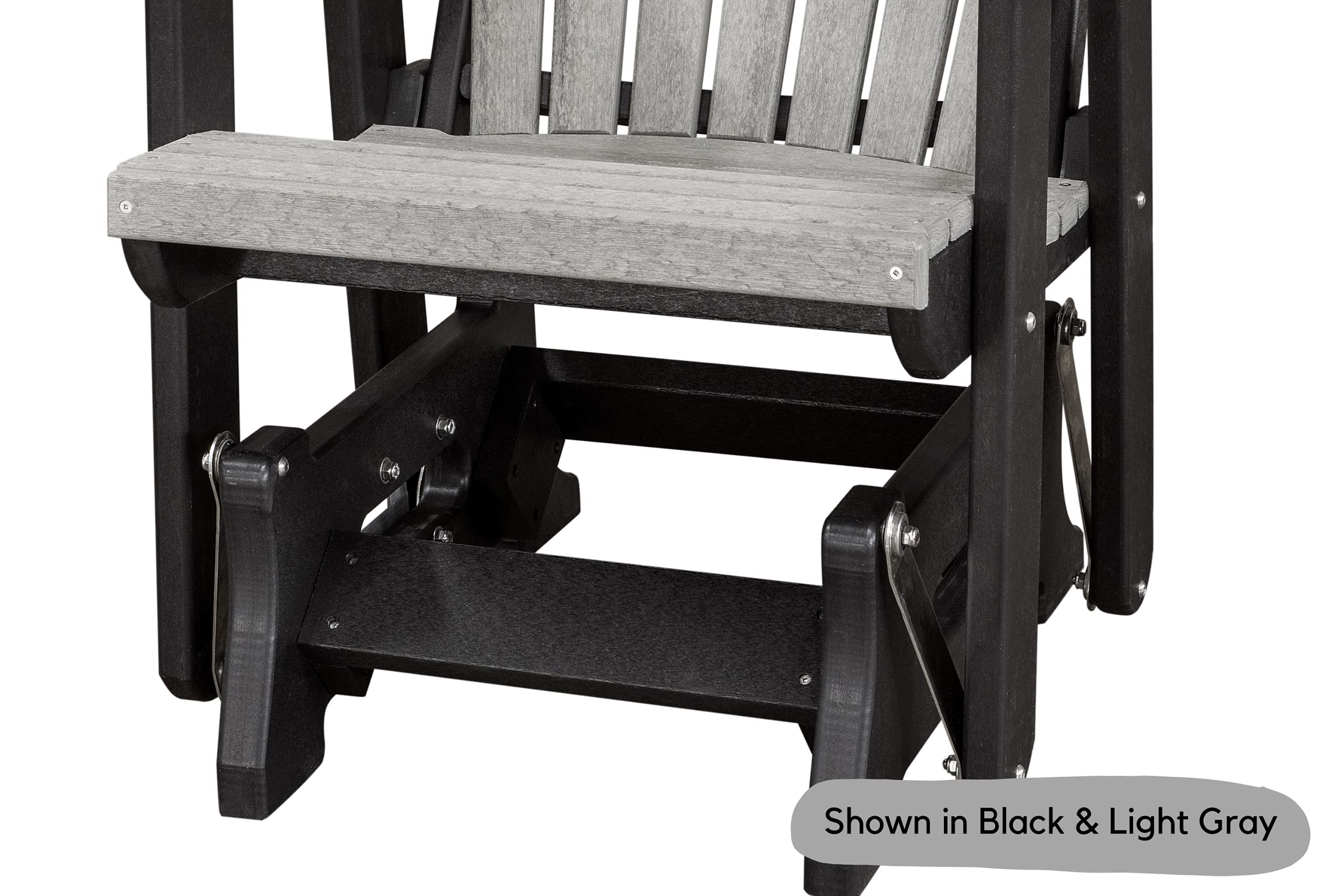 Black & Light Gray Slat Fan Back Poly Adirondack Glider - Outdoor Patio Chair for Garden, Deck, Poolside & Porch Relaxation