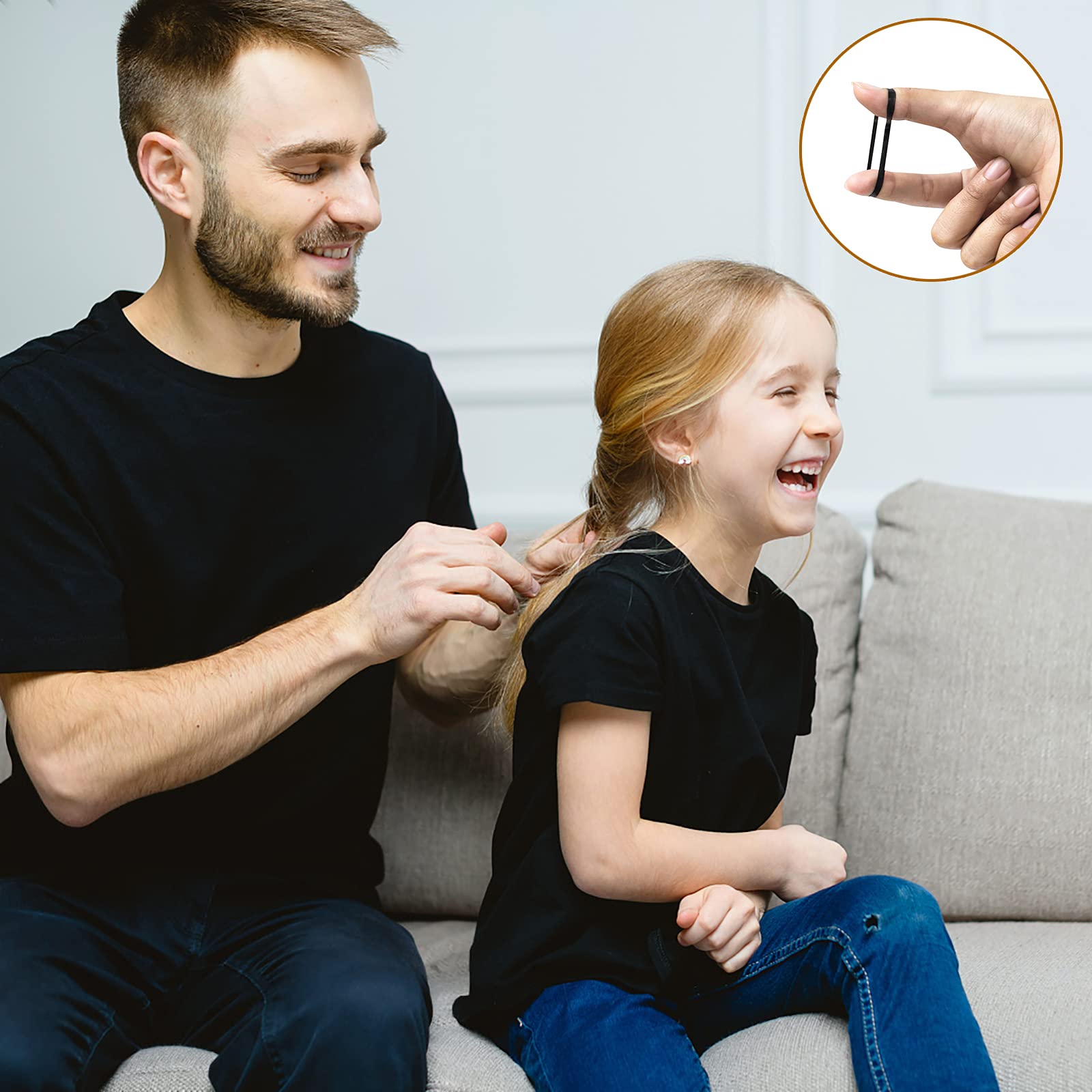 Cooetr 1000 Mini Hair Bands - Soft Black Elastic Rubber Bands for Kids Hair, Small Dreadlocks & Wedding Hairstyles - Perfect for School, Parties & Daily Styling