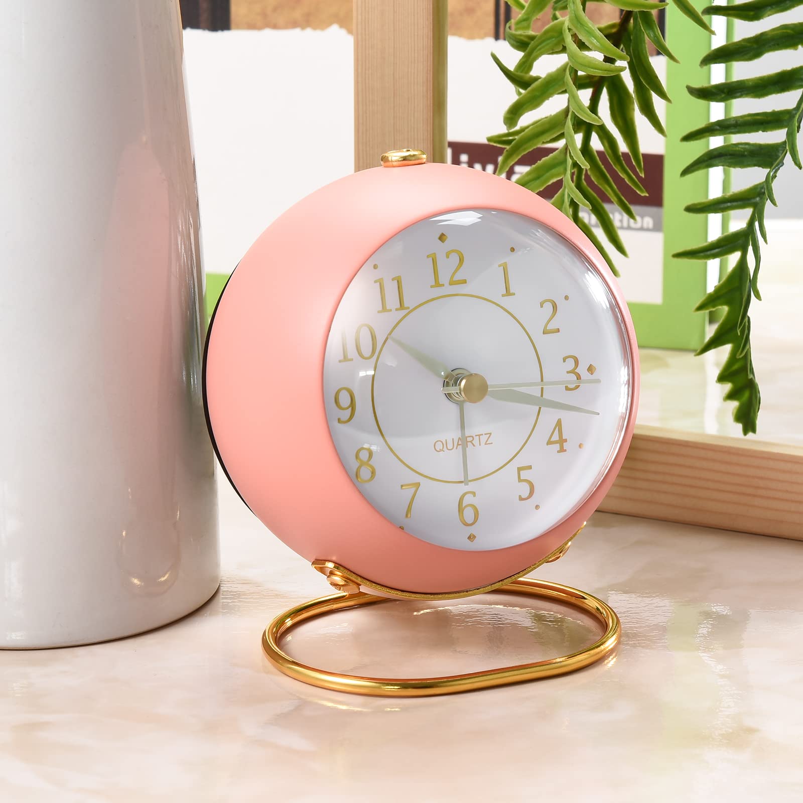 Vintage Analog Alarm Clock with Soft Backlight - Silent Non-Ticking Battery Powered Desk Clock for Bedroom, Kids Room, Office & Travel - Perfect Night Light for Bedside, Kitchen & Study (Blue)