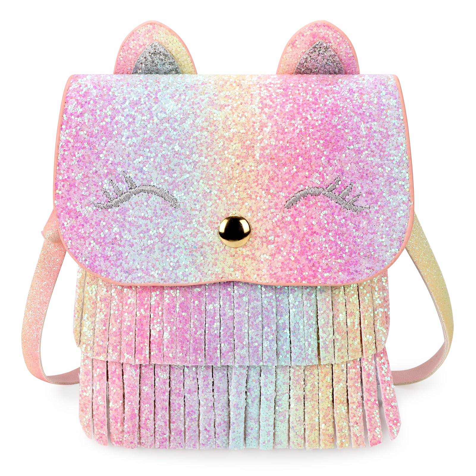 Mibasies Kids Purse for Girls - Cute Unicorn & Cat Crossbody Shoulder Bag with Tassel | Perfect Gift for Toddlers & Little Girls | Birthday, Party, Dress-Up Play