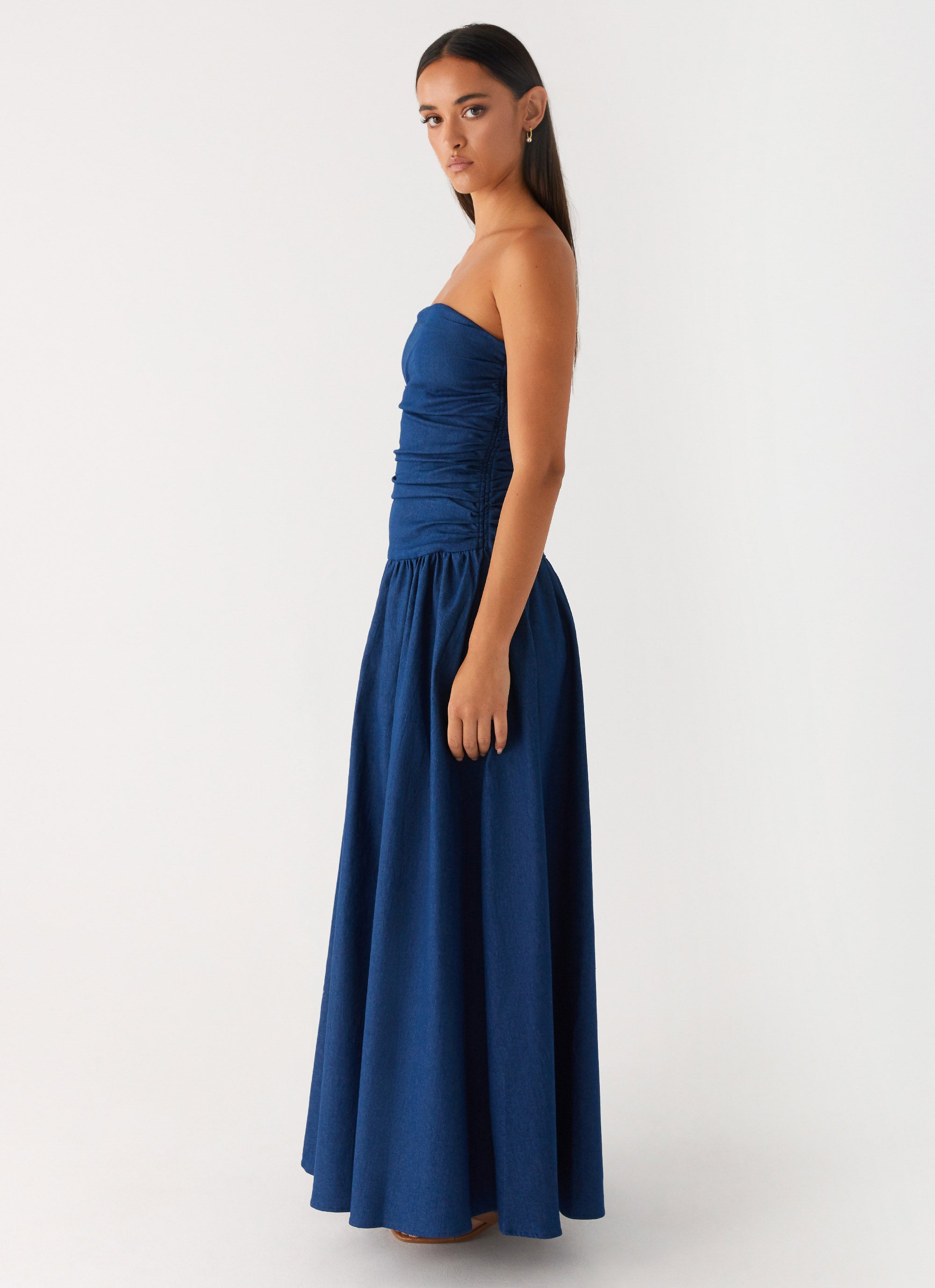 Carmel Denim Maxi Dress for Women - Vintage Indigo Blue Long Denim Dress - Perfect for Casual Outings, Beach Cover-ups & Boho Fashion