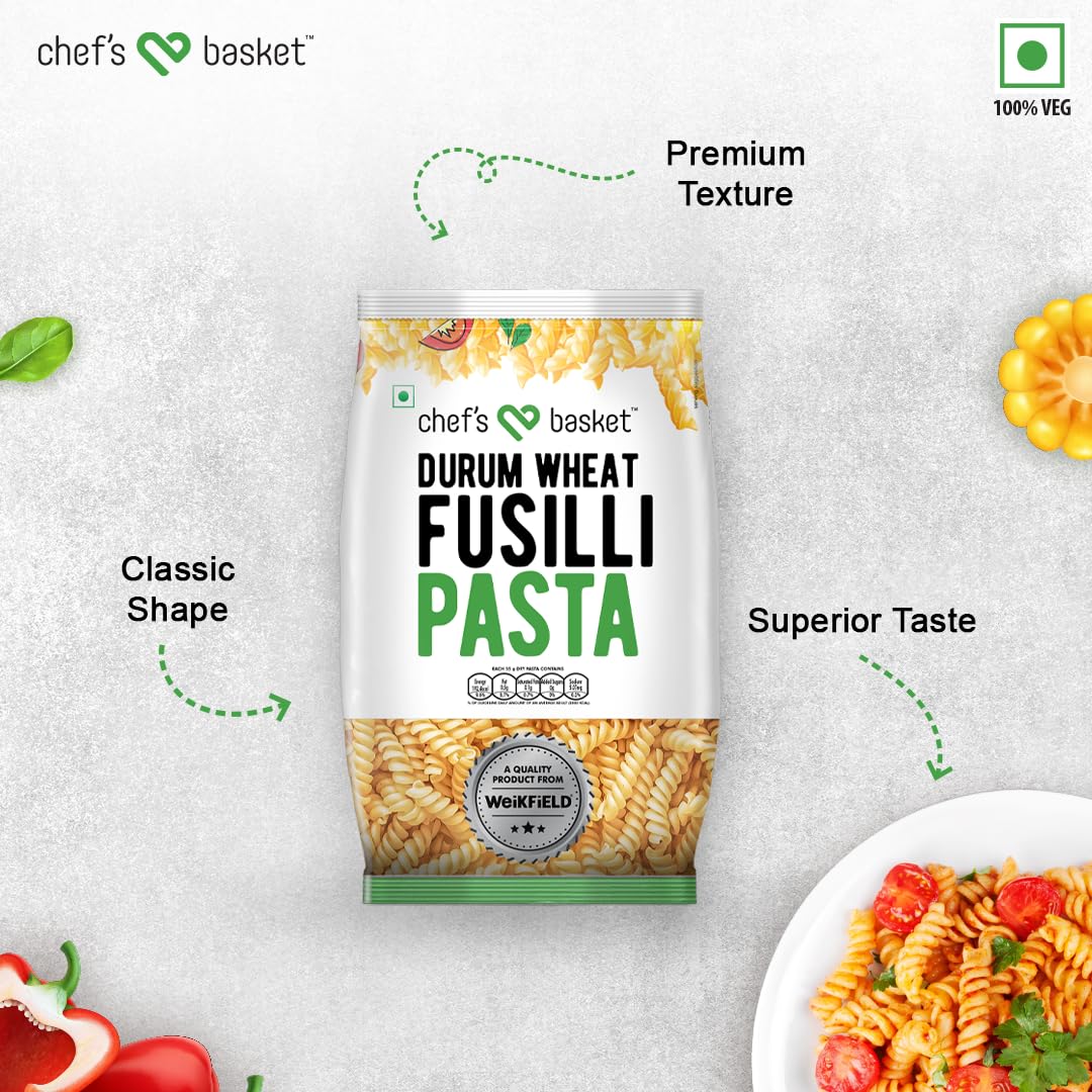 Organic Durum Wheat Fusilli Pasta - 500g | High-Quality Vegetarian Pasta Made with Durum Wheat Semolina | Perfect for Italian Dishes, Salads & Healthy Meals