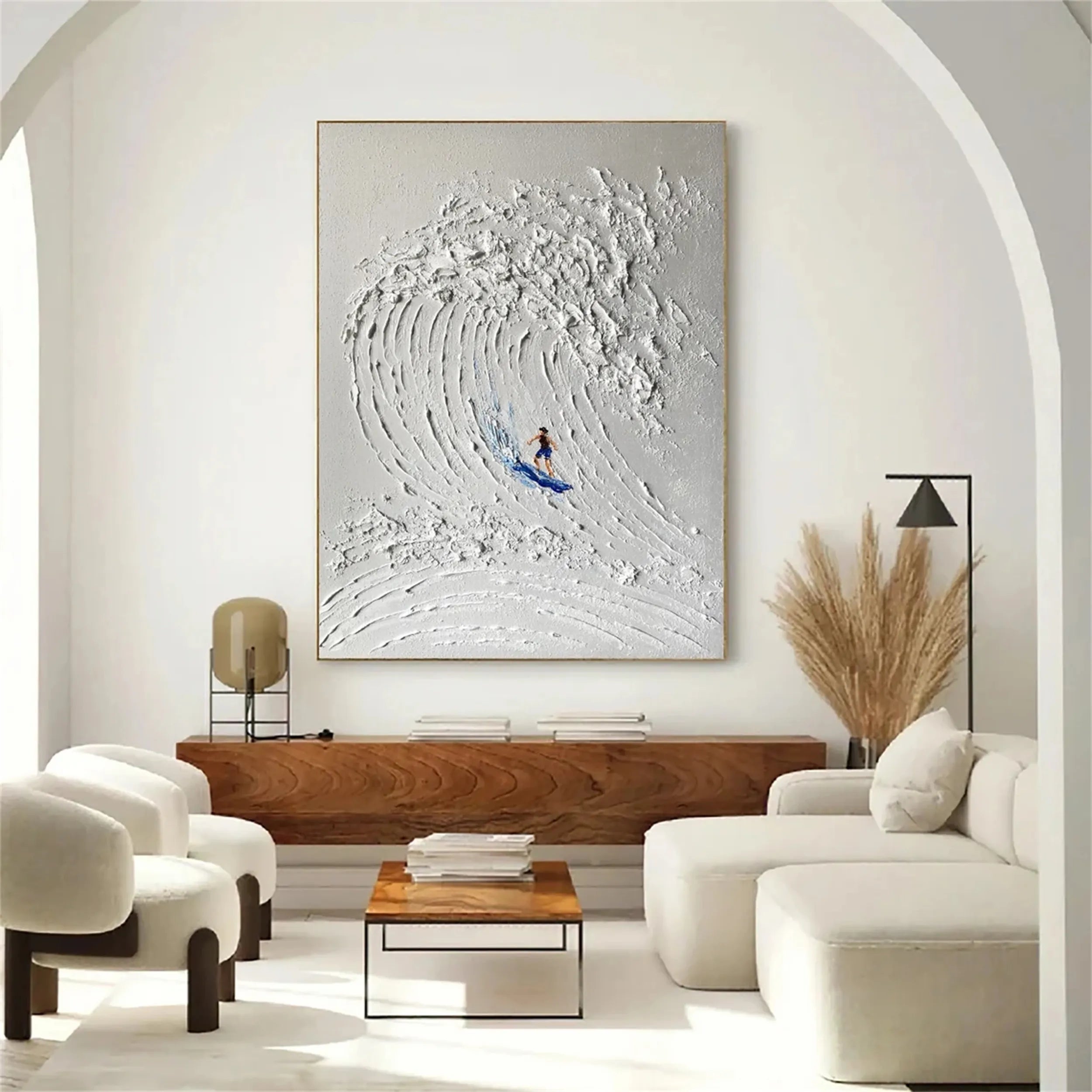 Minimalist Surf Art Textured Canvas Painting - Coastal Beach Decor for Living Room, Bedroom & Office | #MM218