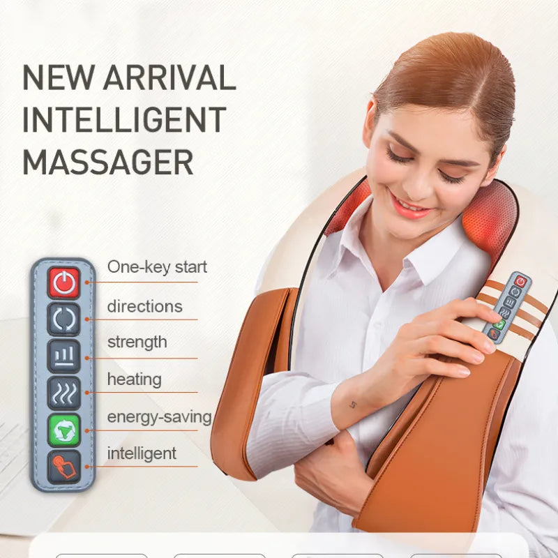 6-Button Car Neck and Shoulder Massager - Portable Relaxation for Commuters & Long Drives - Perfect for Office, Home, and Travel Use