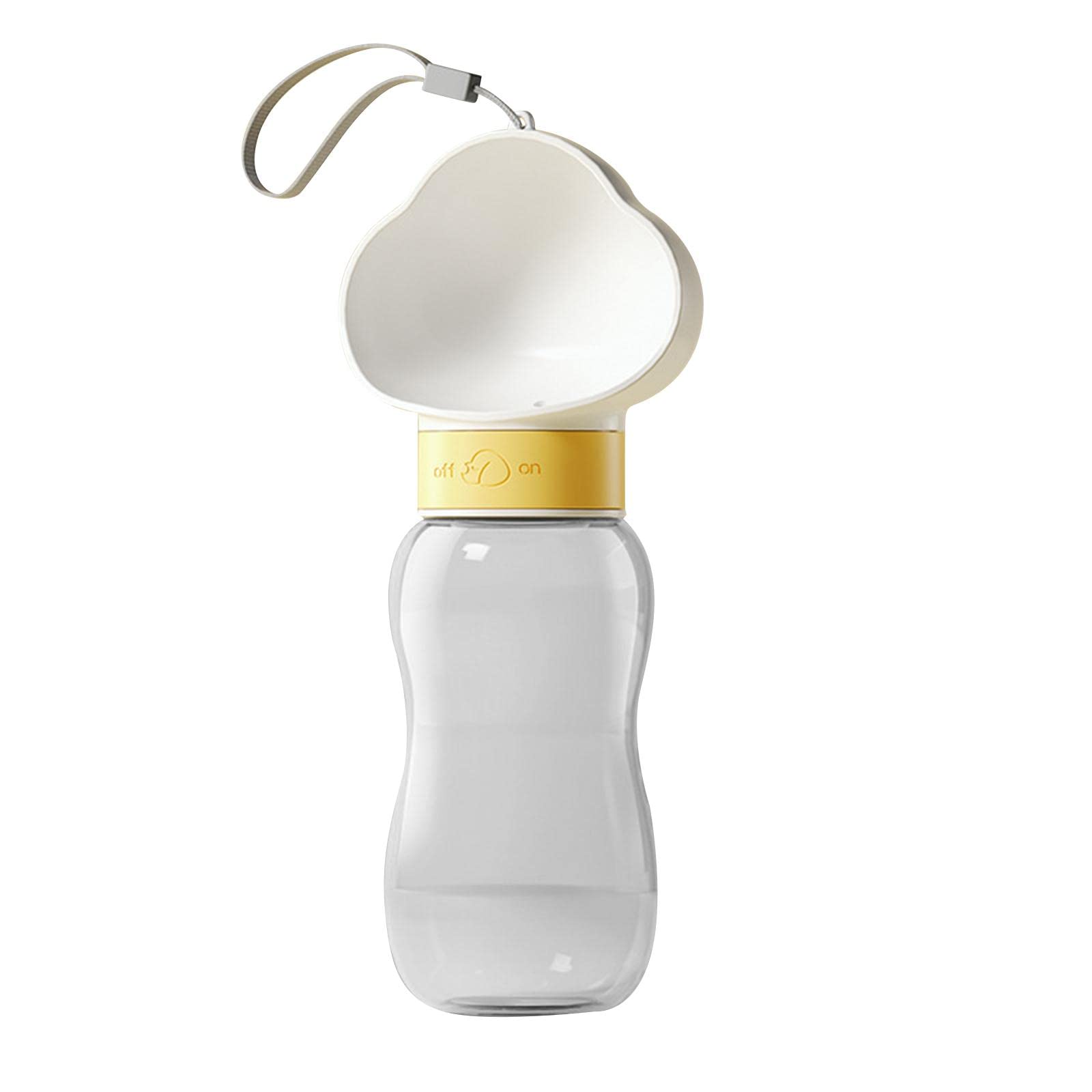 Enakshi 600ml Portable Dog Water Bottle with Bowl - Leak Proof Travel Water Dispenser for Dogs, Hiking, Walking & Outdoor Adventures | Pet Supplies | Dog Travel Accessories | White