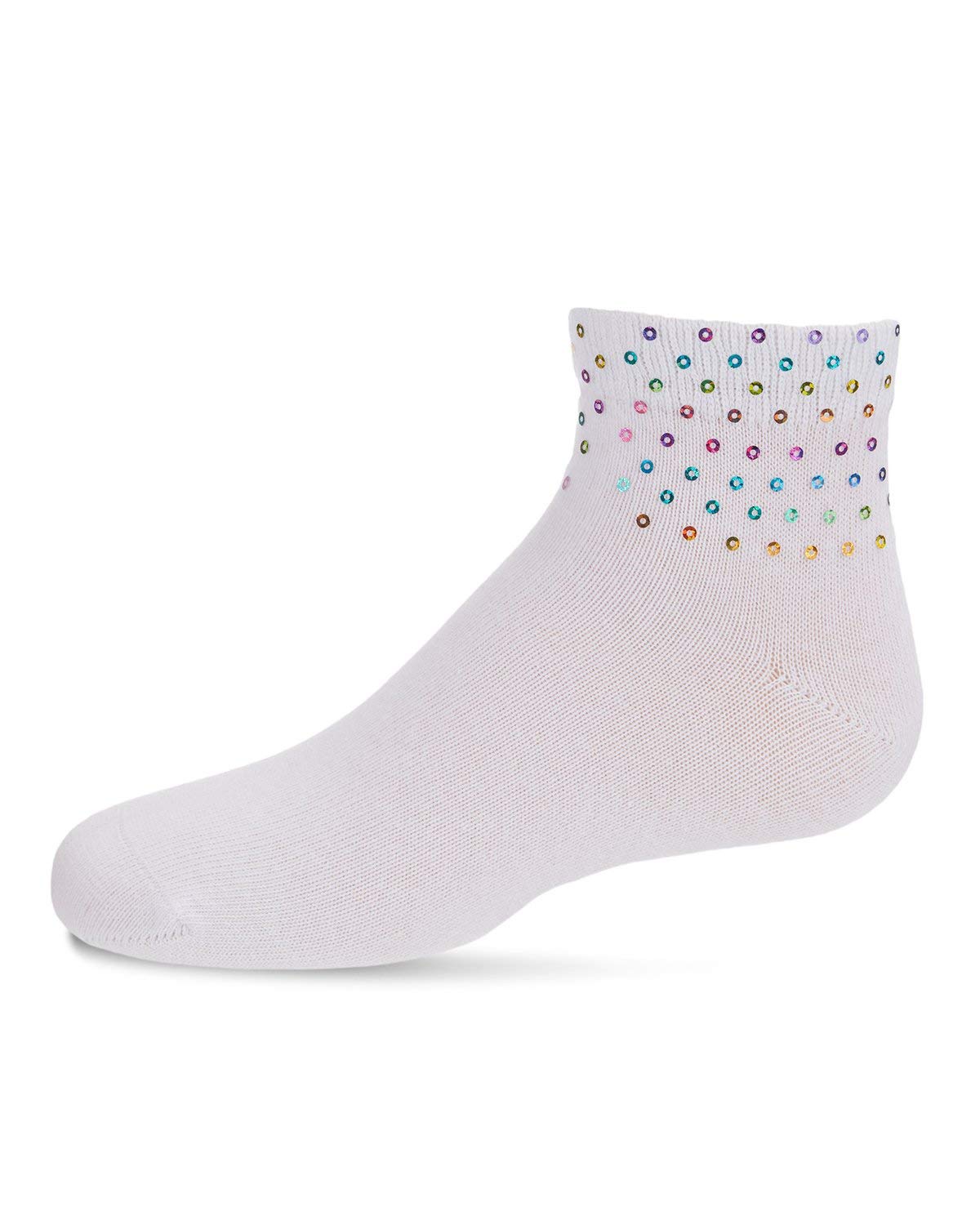 MeMoi Girls' Multicolor Sequin Ankle Socks - Cotton Blend Fashion Socks for Kids - Perfect for School, Parties & Everyday Wear